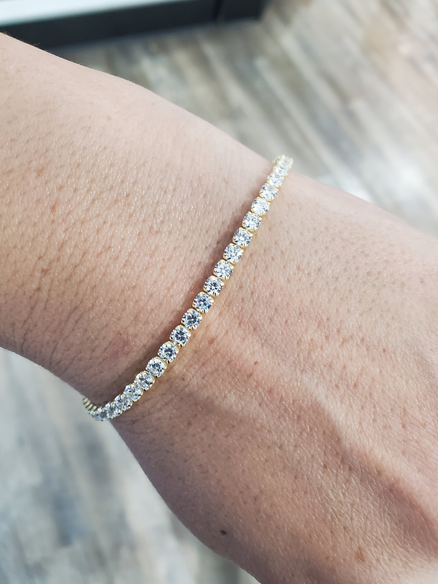 925 Sterling Silver Vermeil Zirconia Tennis Bracelet with Extension