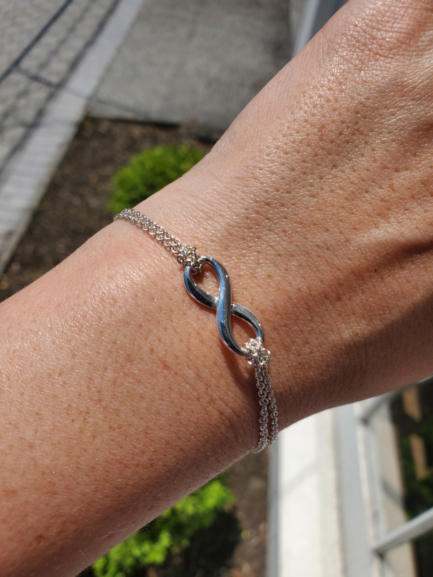 925 Sterling Silver Tiffany & Co. Infinity Double link chain bracelet
