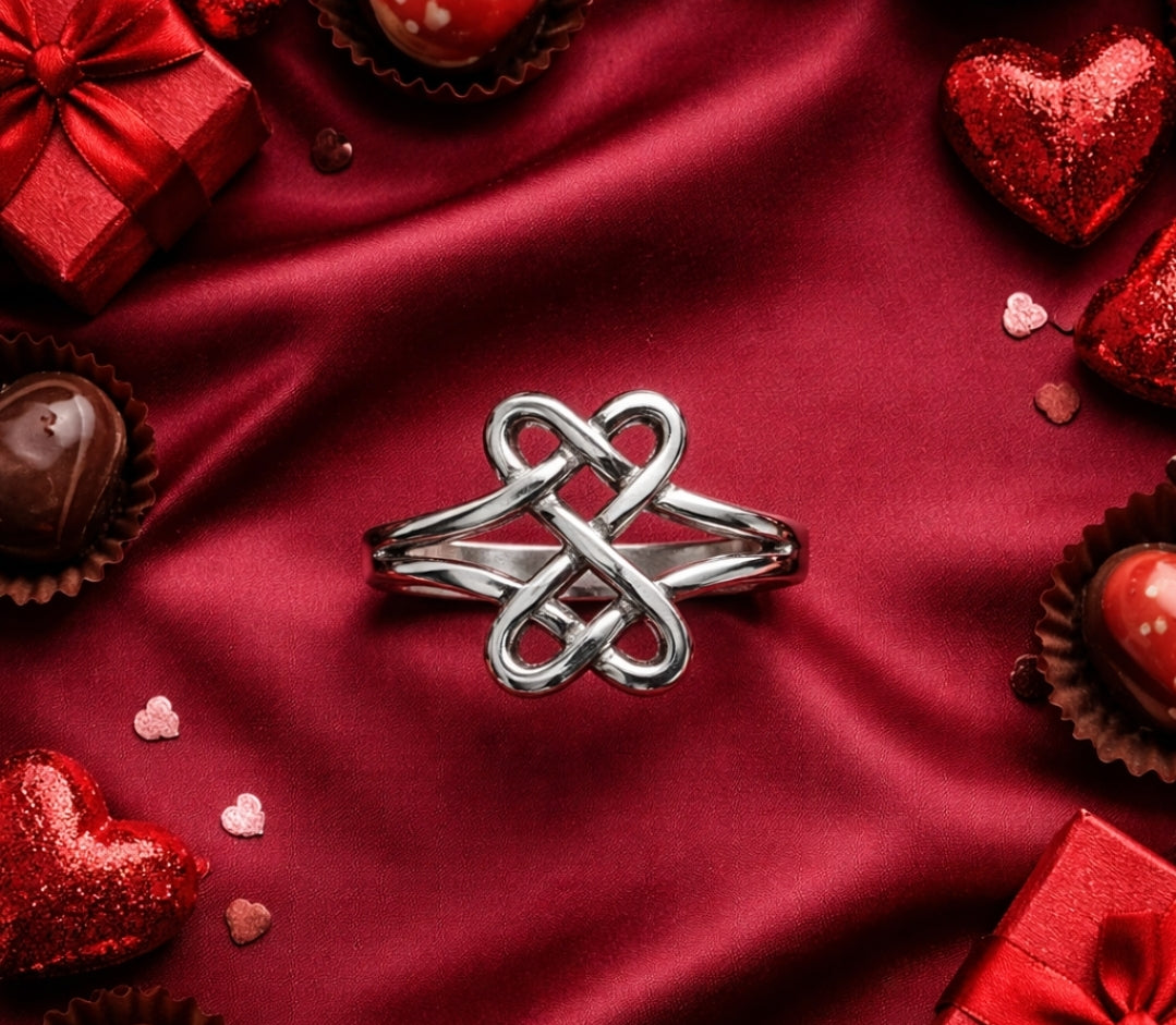 925 Sterling Silver Celtic Lovers Knot Infinity Ring