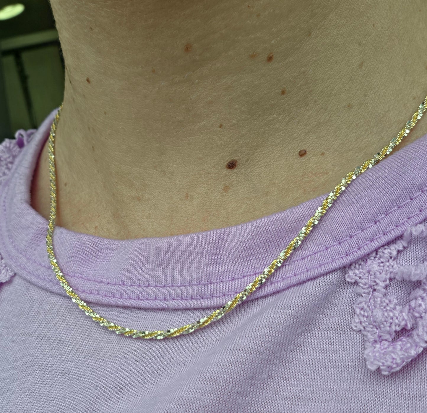 925 Sterling Silver & 18k Gold Vermeil 18" Twisted Rock Chain Necklace