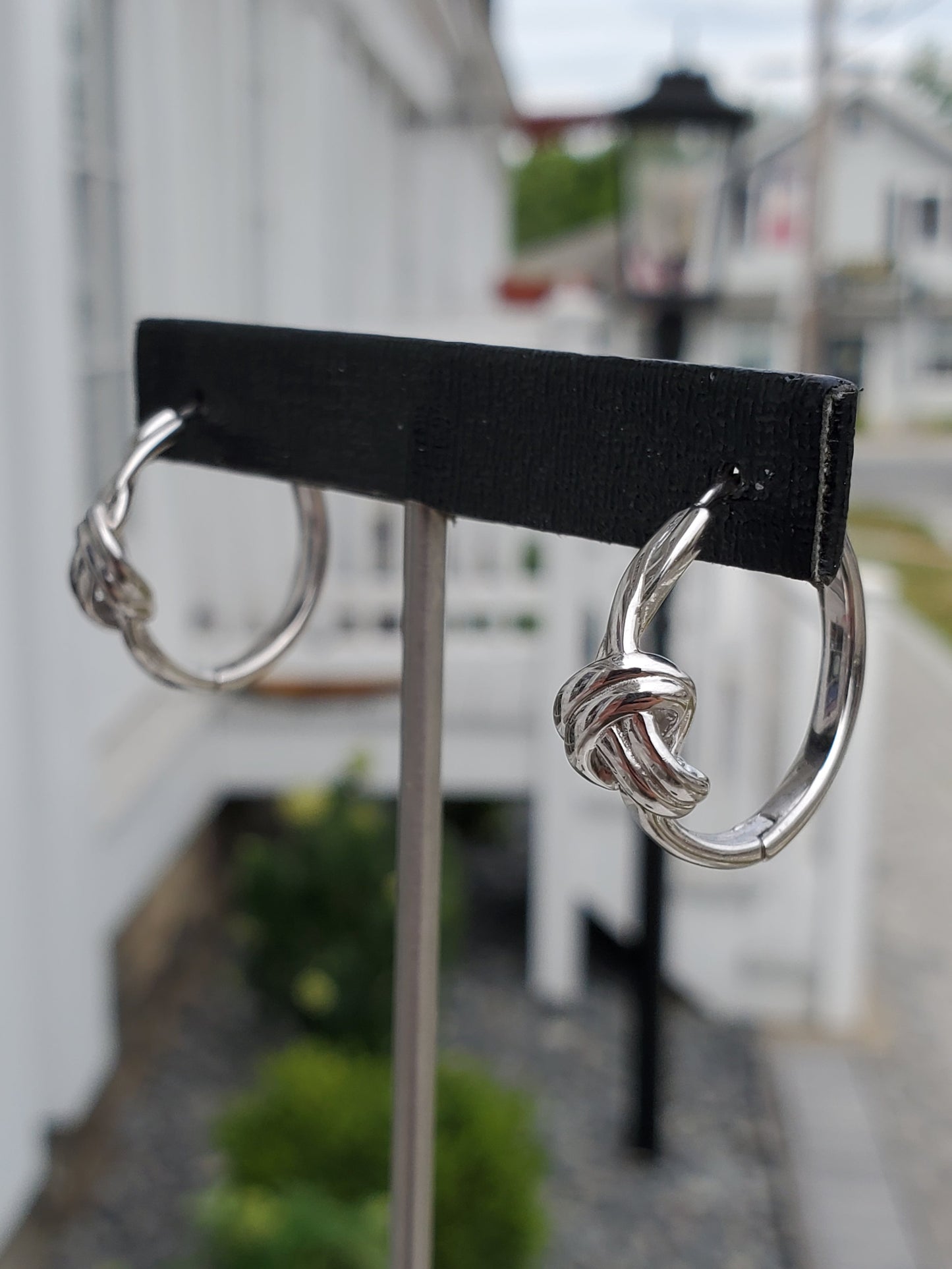 925 Sterling Silver Love Knot Twisted Hoop Earrings