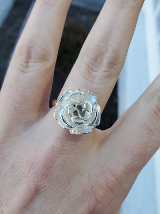 925 Sterling Silver Blooming Rose Cocktail Ring