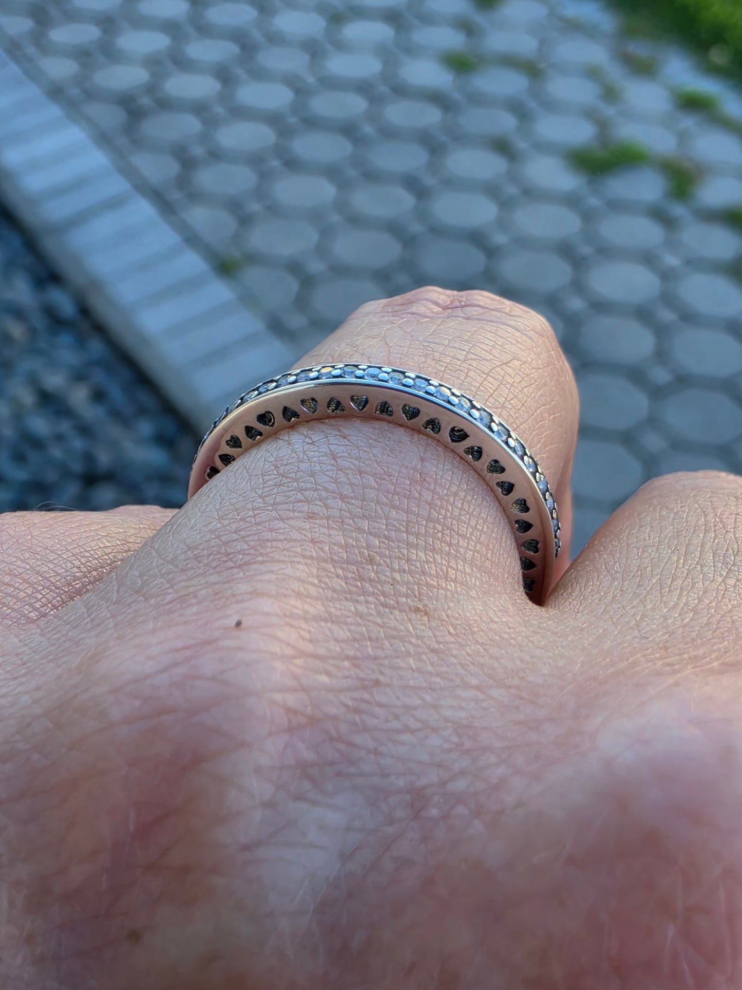 925 Sterling Silver White Enamel & CZ Zirconia Stack Eternity Band Ring