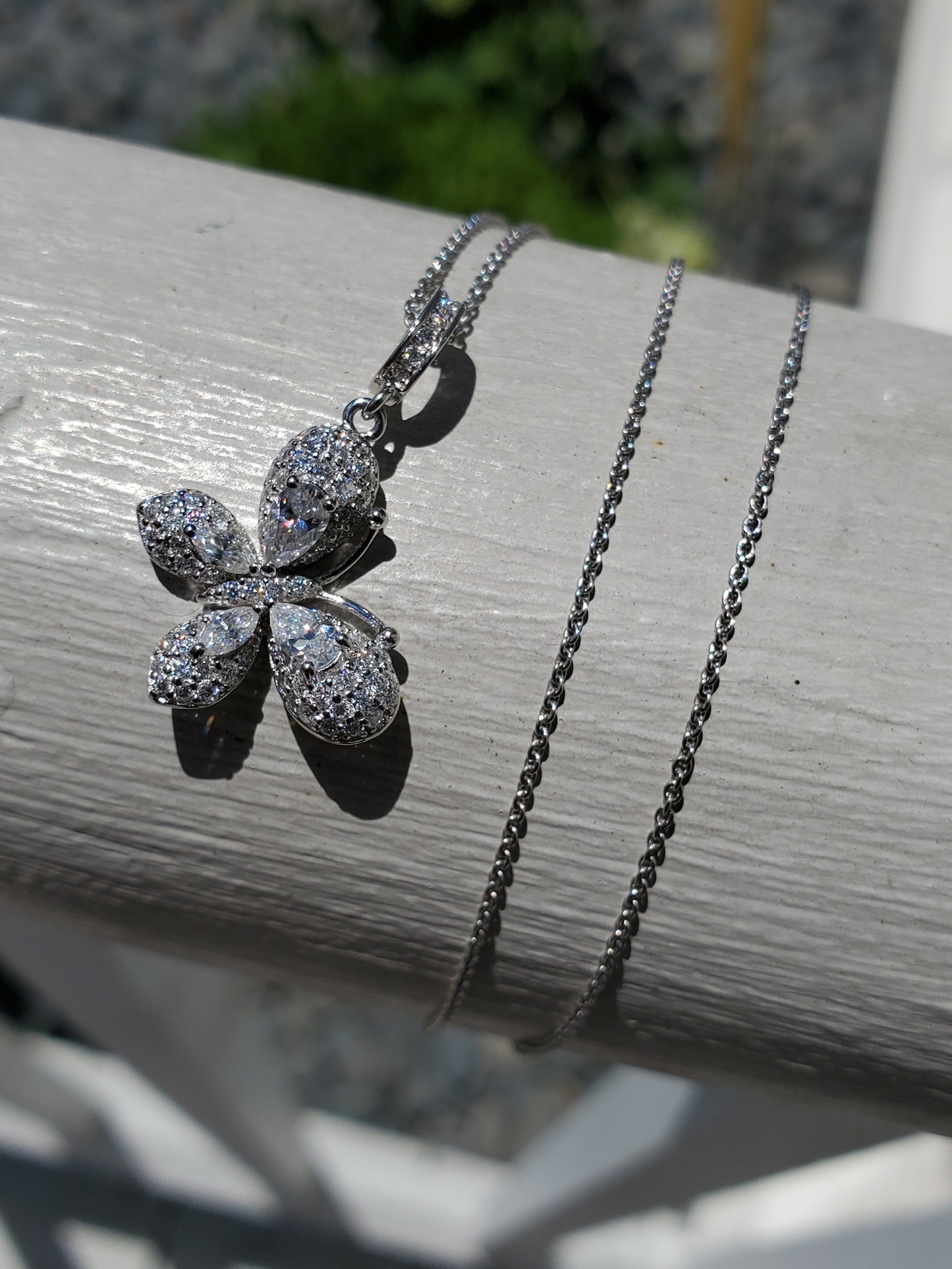 925 Sterling Silver 2.00 tcw Moissanite Diamond Butterfly Pendant Necklace