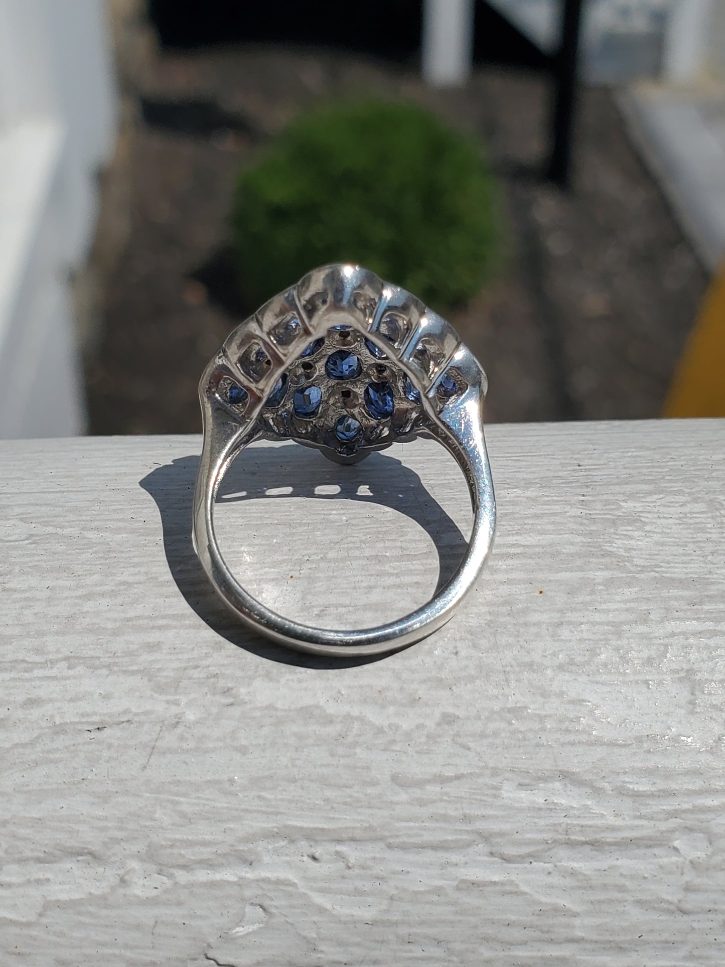 925 Sterling Silver Genuine Tanzanite Ladies Cluster Ring