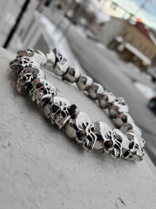 Stainless Steel Adjustable Stretch Unisex Skull Head Bracelet