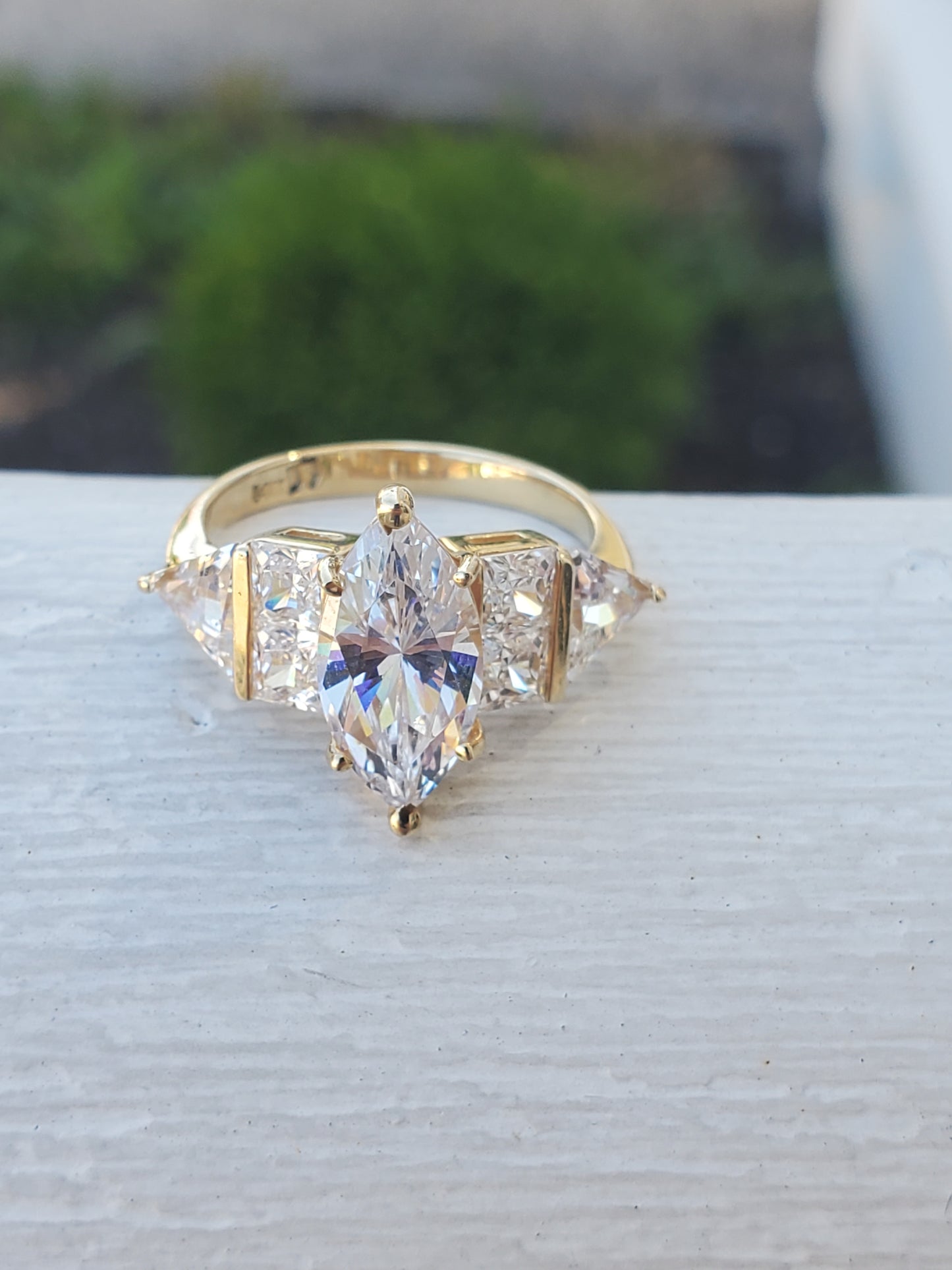 14k Solid Gold 3ct Zirconia Marquise Cluster Ring