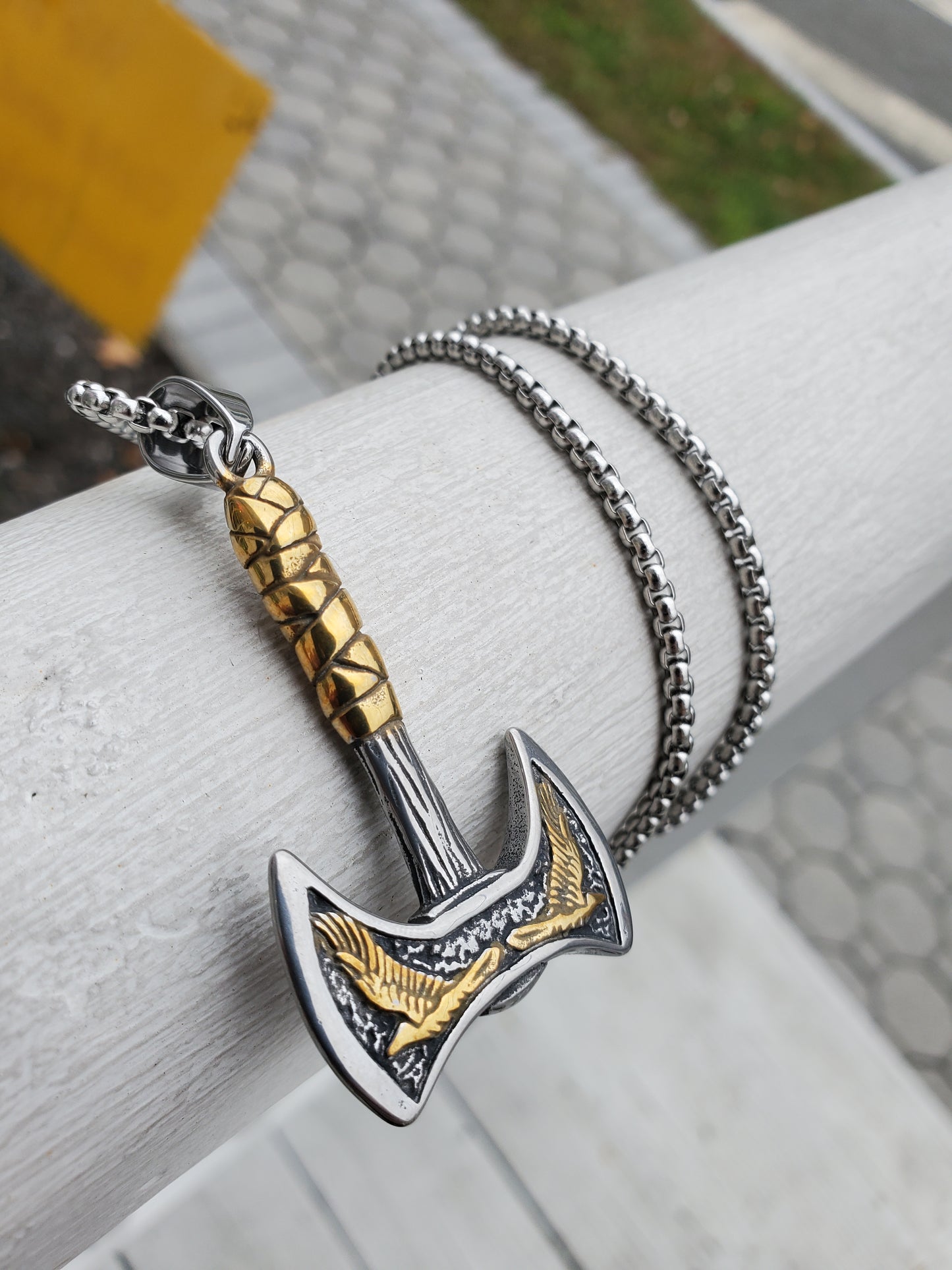Stainless Steel Two-tone Viking Ax Axe 🪓 Pendant /Necklace