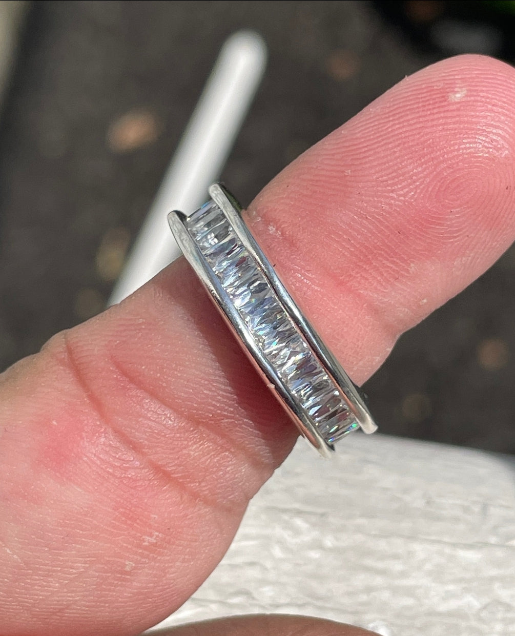 925 Sterling Silver Channel Set Baguette CZ Zirconia Eternity Band Ring