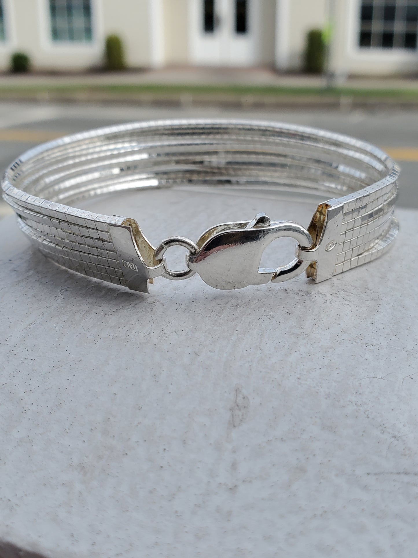 925 Sterling Silver 7-Strand Snake Chain Link Bracelet