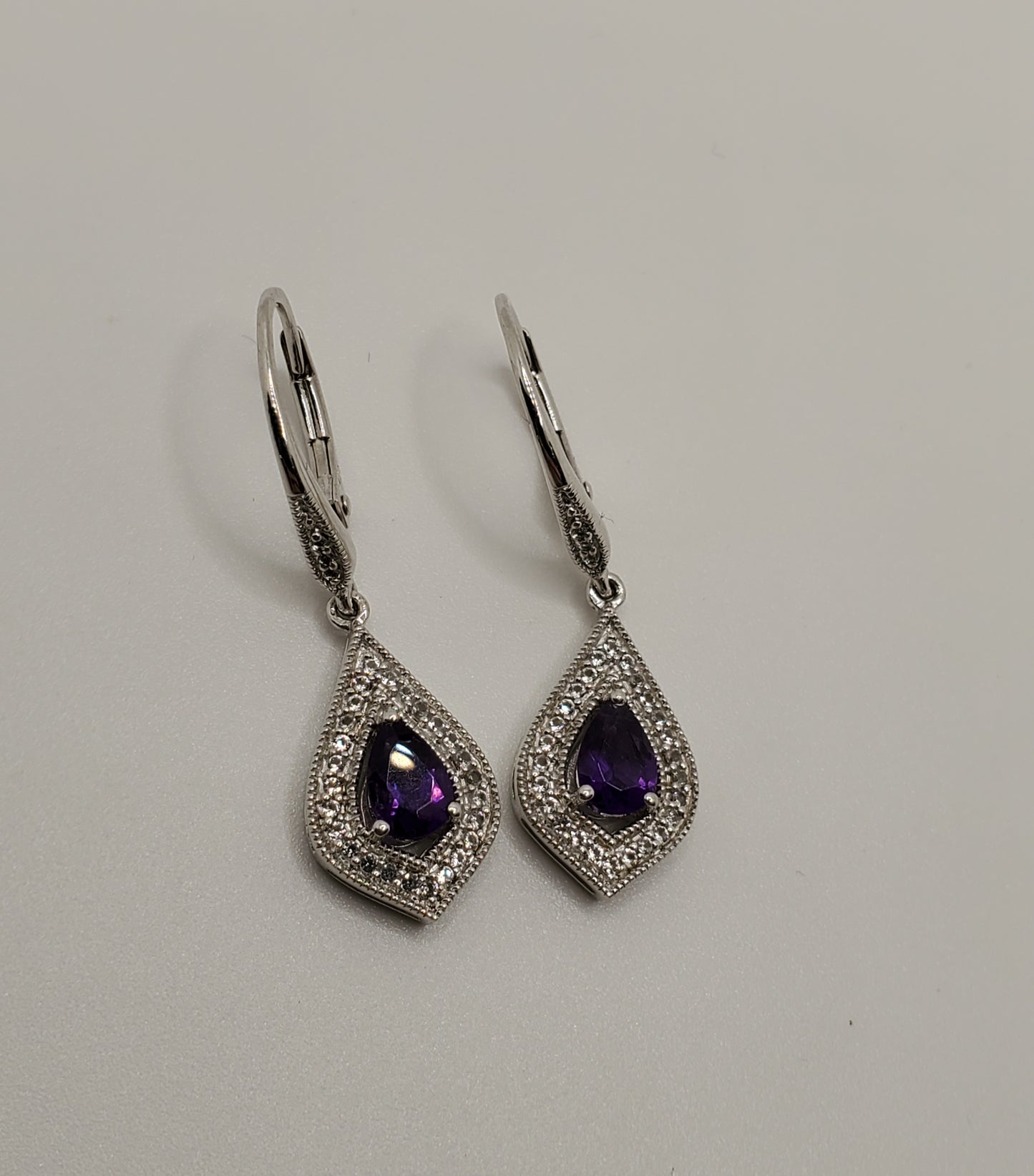 925 Sterling Silver Amethyst Zirconia Chandelier Earrings