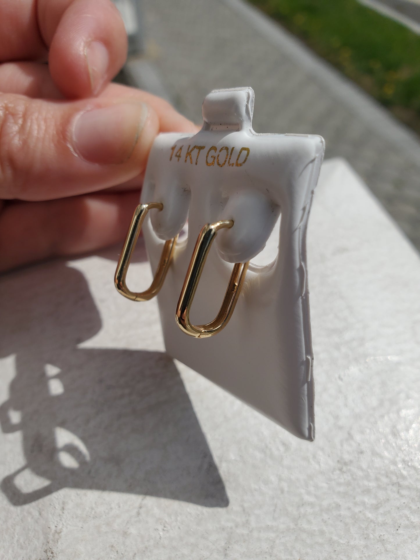 14k Solid Gold Hi-Polish Paperclip Huggie Hoop Earrings
