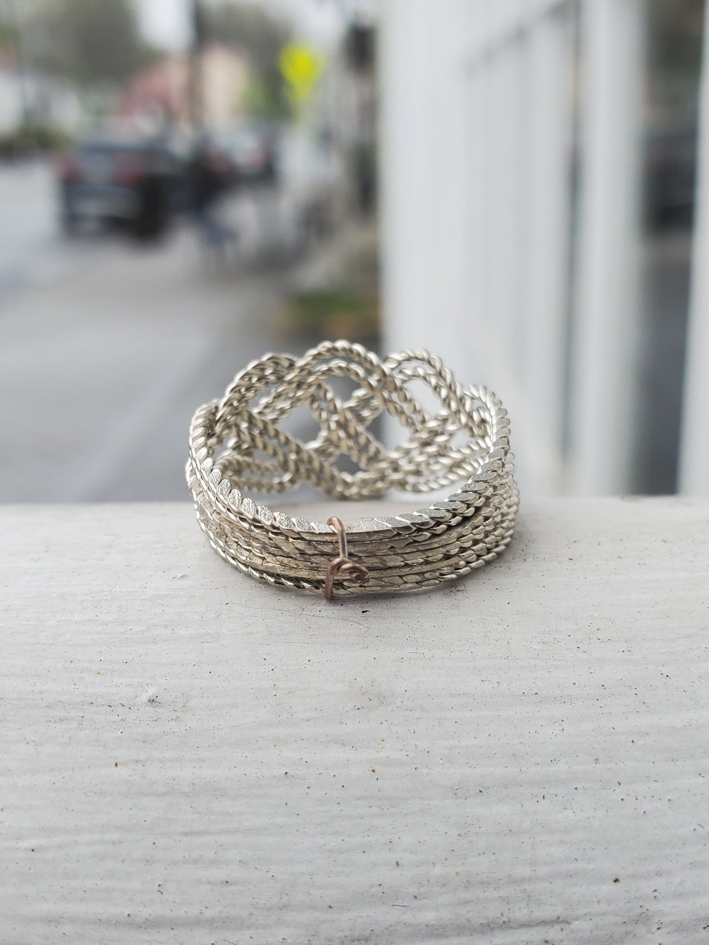 925 Sterling Silver 8-Band Twisted Cable Wire Puzzle Ring