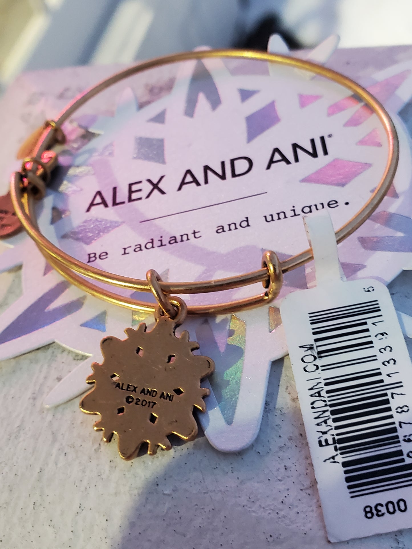 Alex and Ani Swarovski Crystal Sparkling Snowflake Goldtone Bracelet