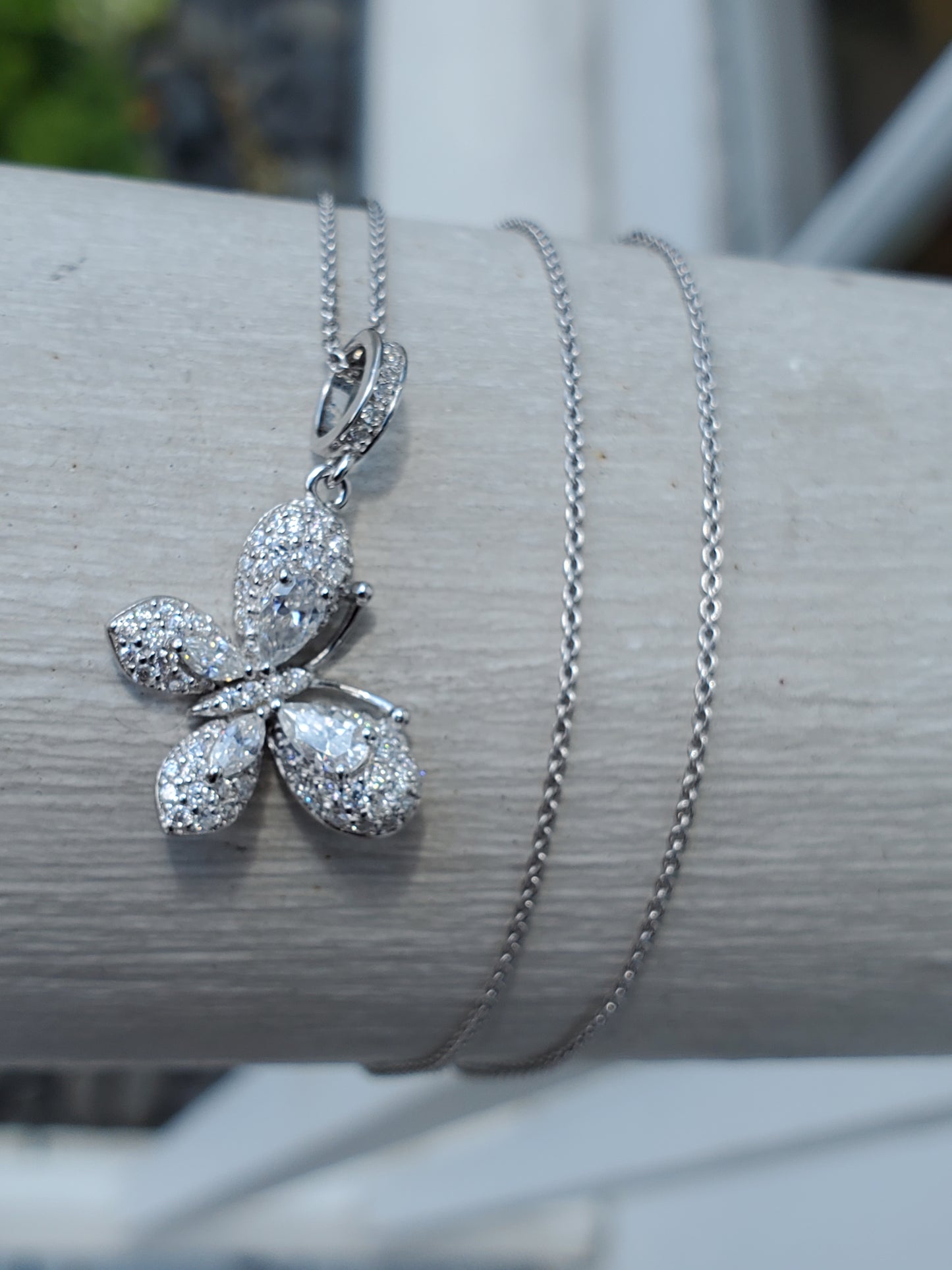925 Sterling Silver 2.00 tcw Moissanite Diamond Butterfly Pendant Necklace
