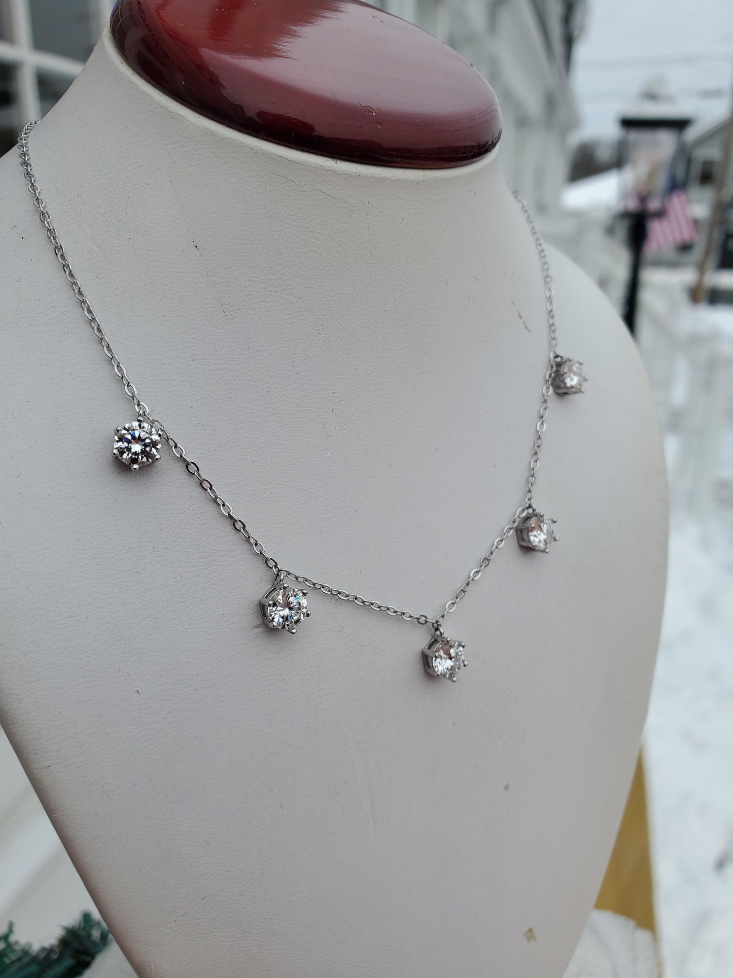 925 Sterling Silver 2.50 tcw Moissanite Stationed Diamond Necklace
