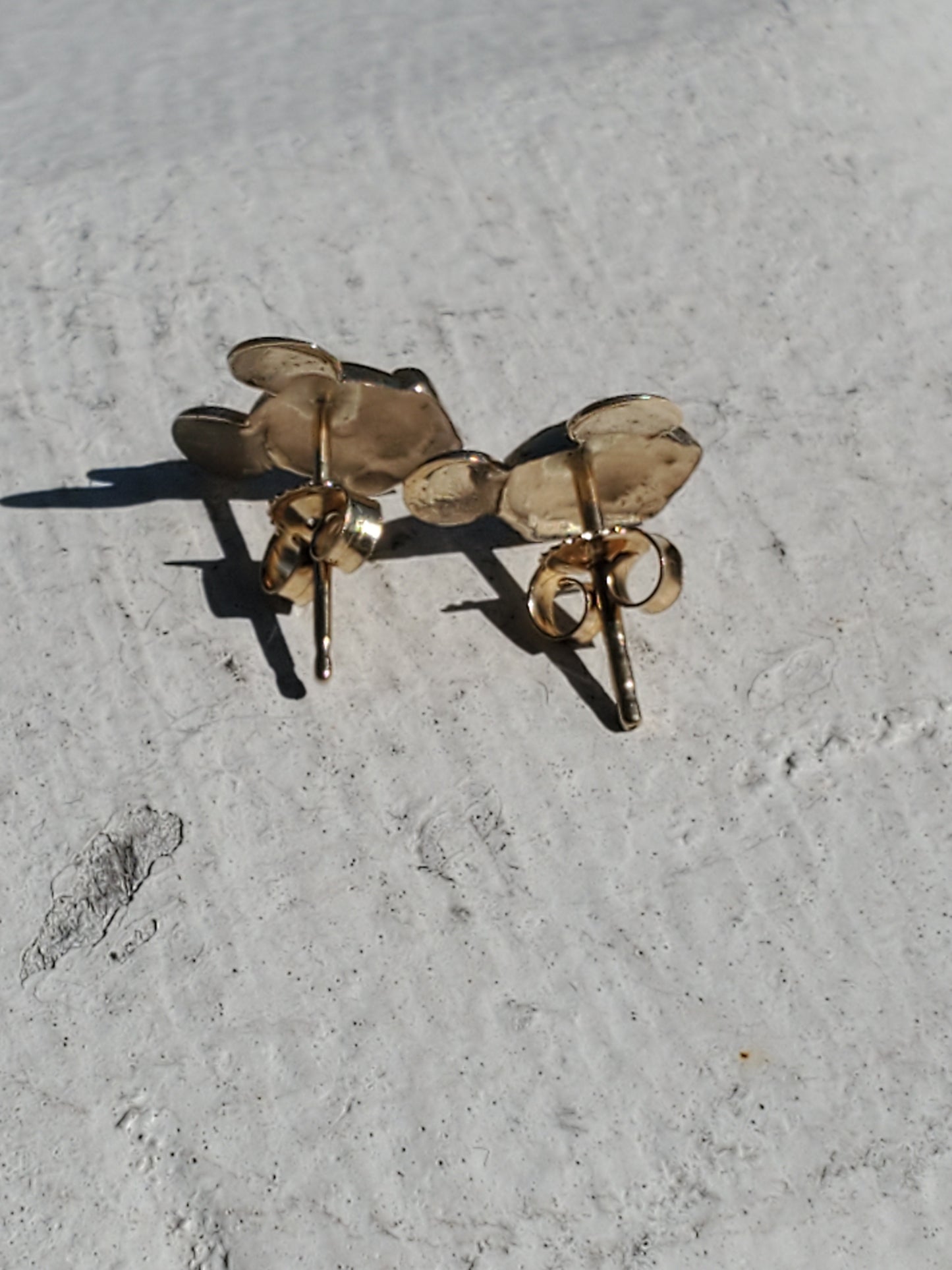 14k Solid Gold Mickey Mouse Head Stud Earrings Butterfly Pushbacks