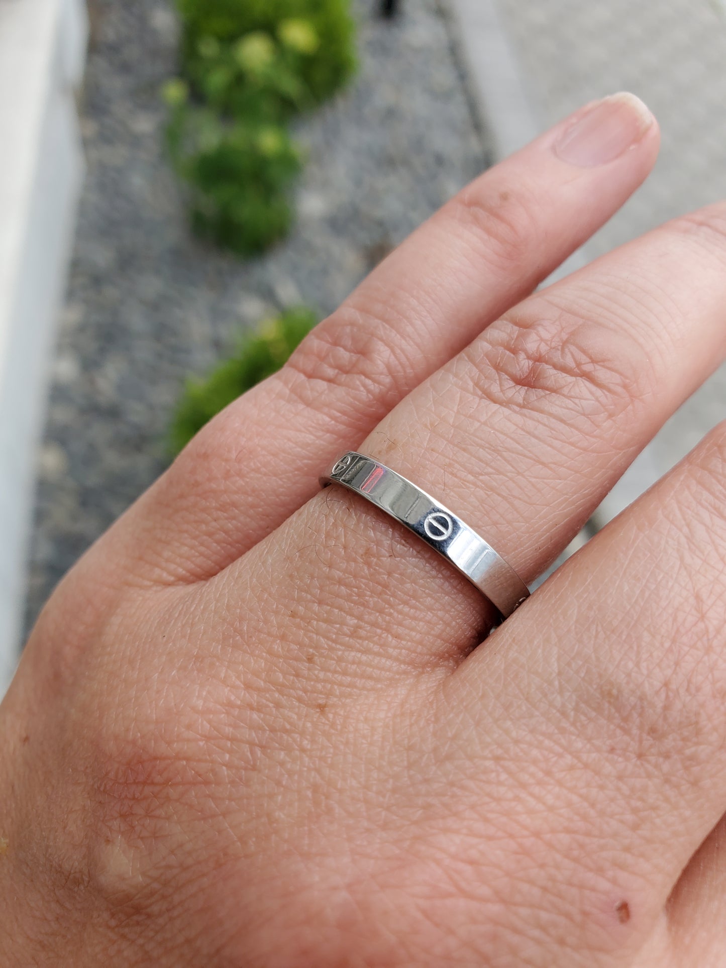 Stainless Steel Thin Love Cartier Style Band Ring