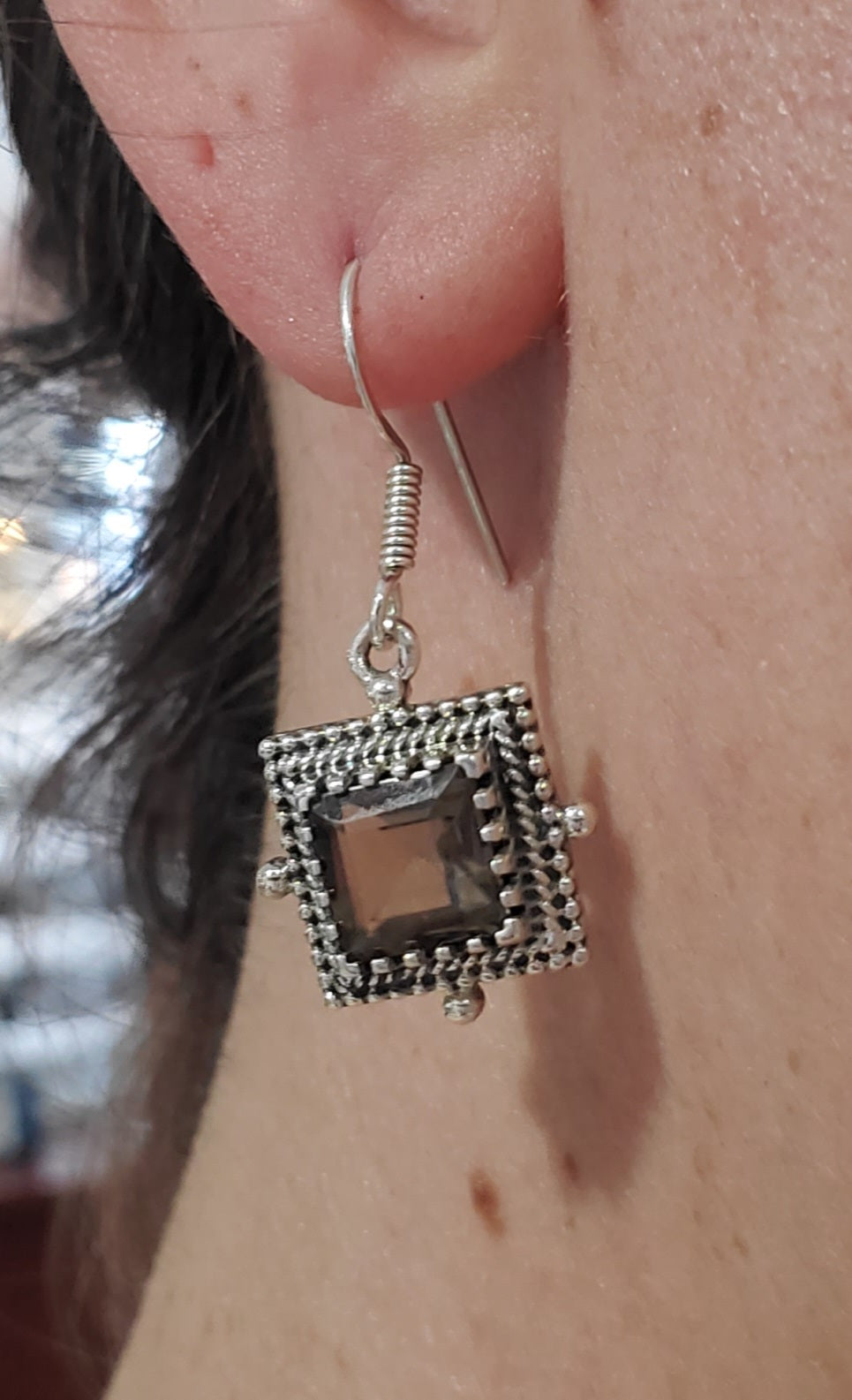 925 Sterling Silver 4.00 TCW Smoky Quartz Crystal Beaded Twisted Cable Dangle Earrings