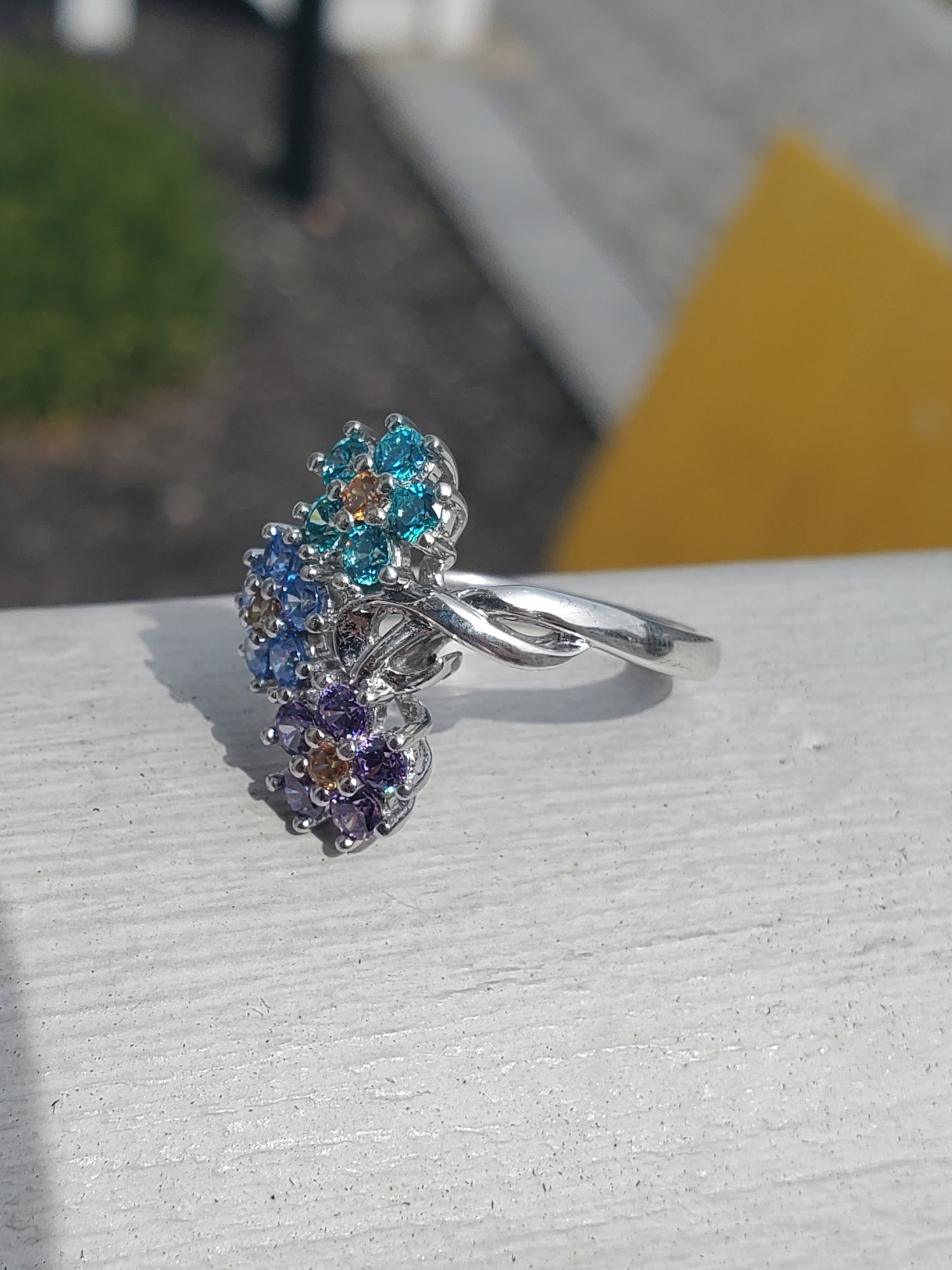 925 Sterling Silver "Boho Blossoms" Sparkling Zirconia Floral Bouquet Ring