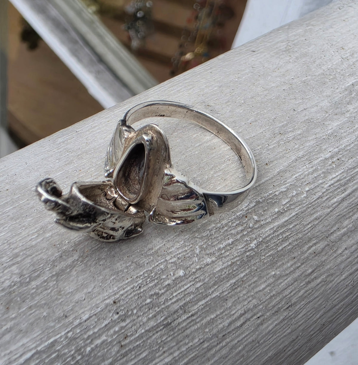 925 Sterling Silver Vintage Elephant Poison Ring