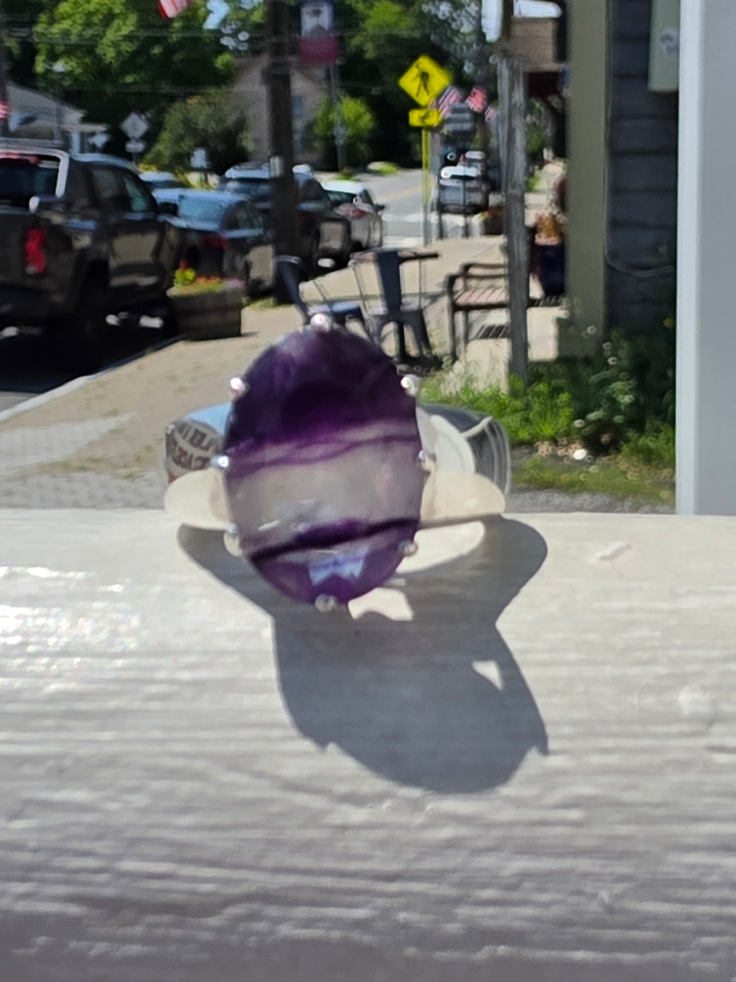 925 Sterling Silver Brazilian Amethyst Large 6 CT Oval Stone Solitare Ring