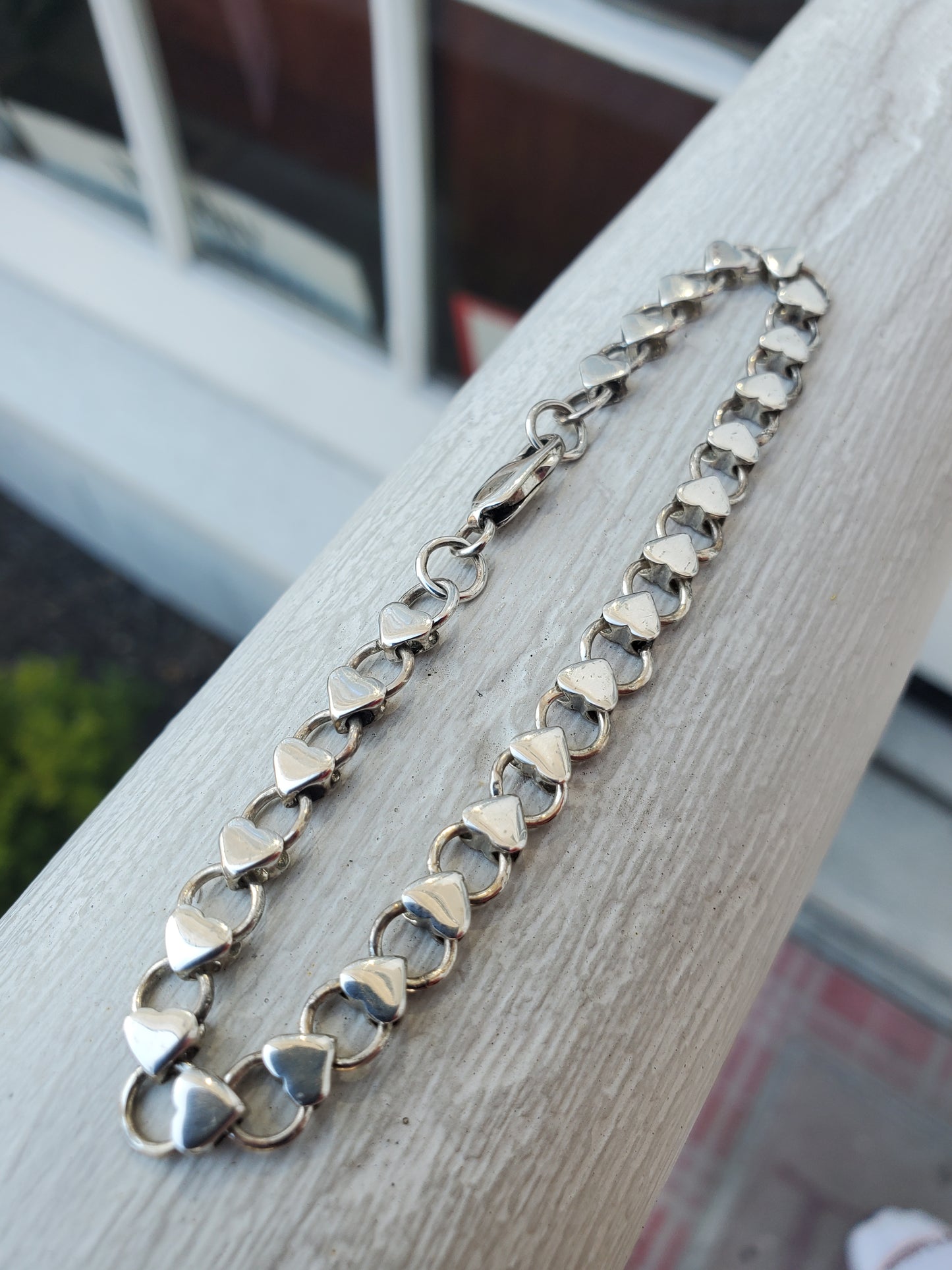 925 Sterling Silver Love ❤️ Links Chain Link Bracelet