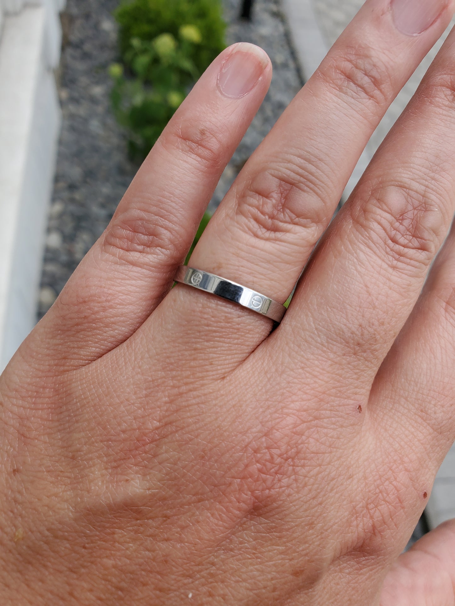 Stainless Steel Thin Love Cartier Style Band Ring