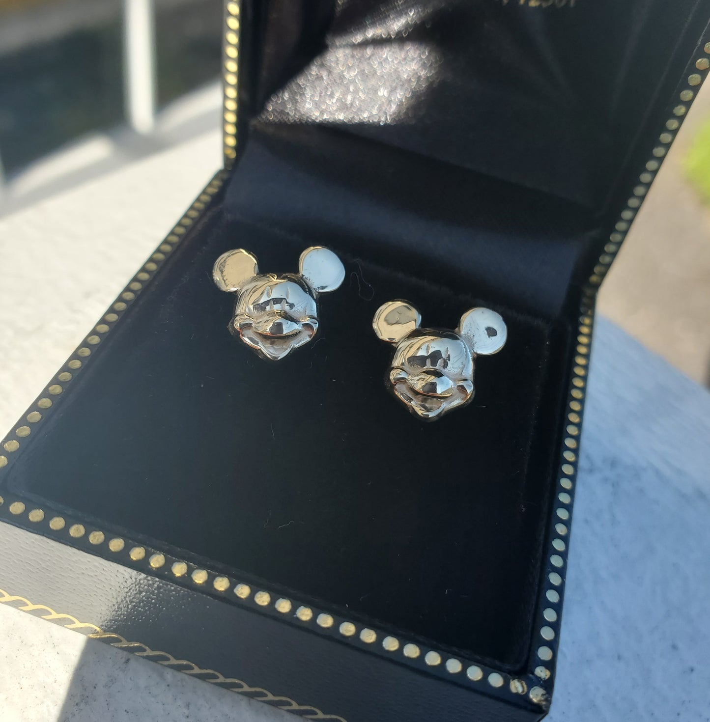 14k Solid Gold Mickey Mouse Head Stud Earrings Butterfly Pushbacks
