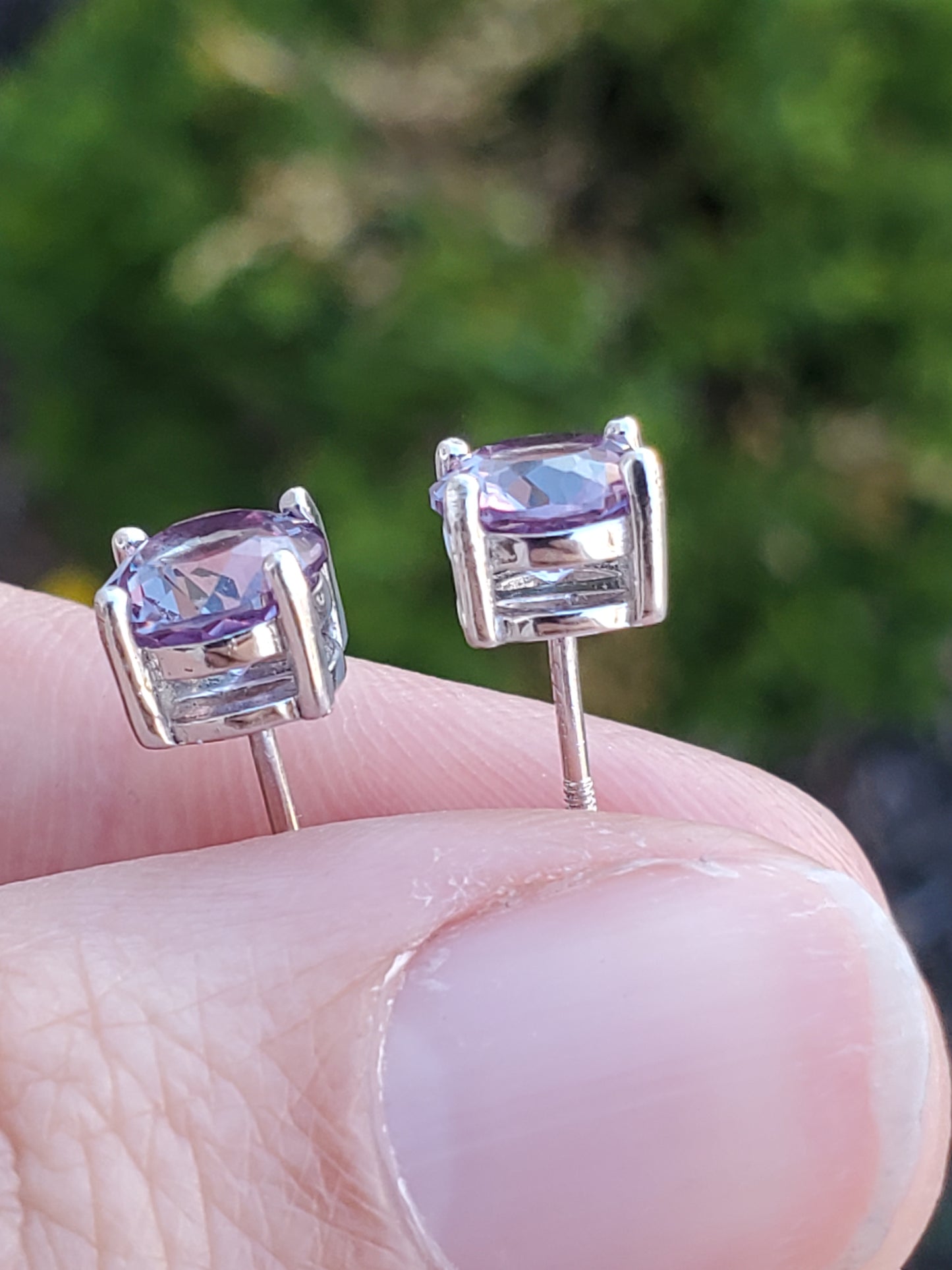 925 Sterling Silver Simulated Alexandrite Stud Earrings