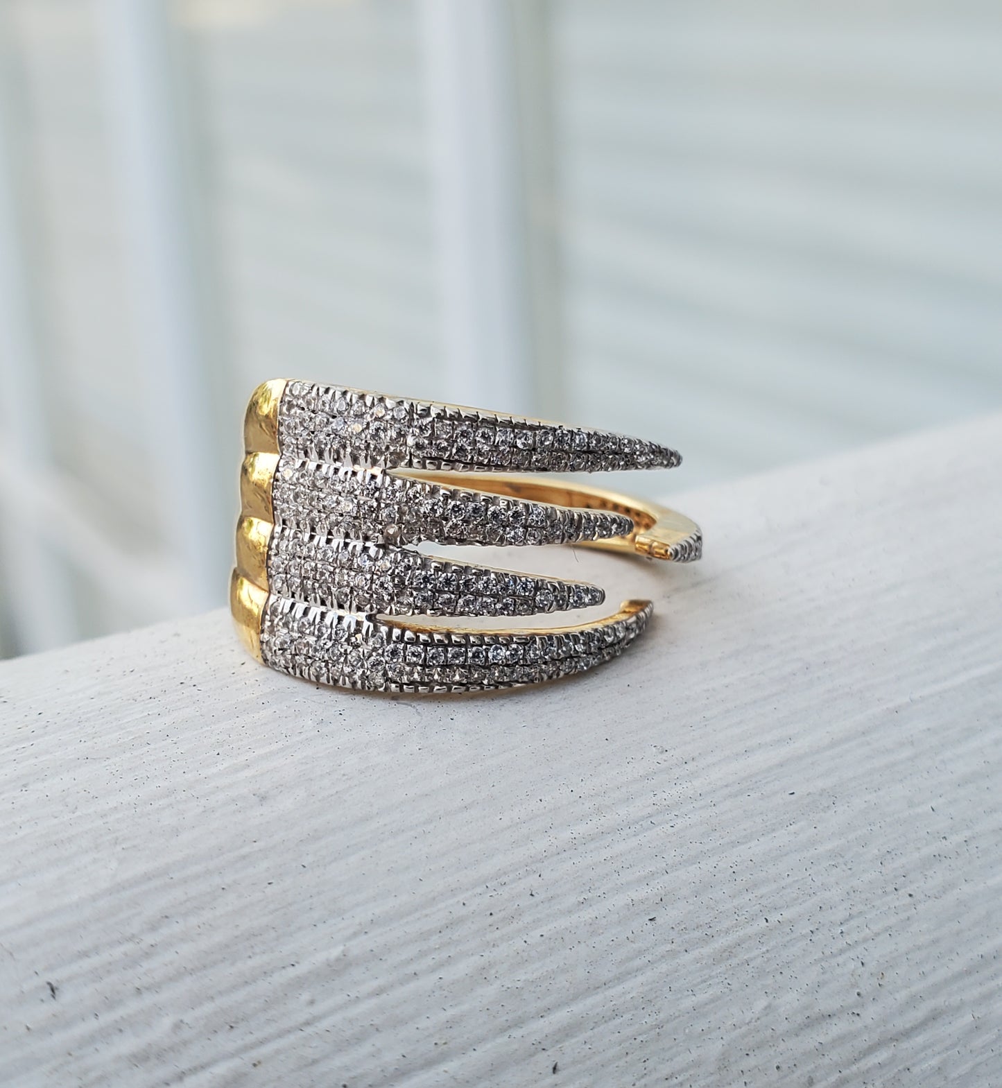 925 Sterling Silver Vermeil Captured Glam Micro Pave Zirconia Grid Ring