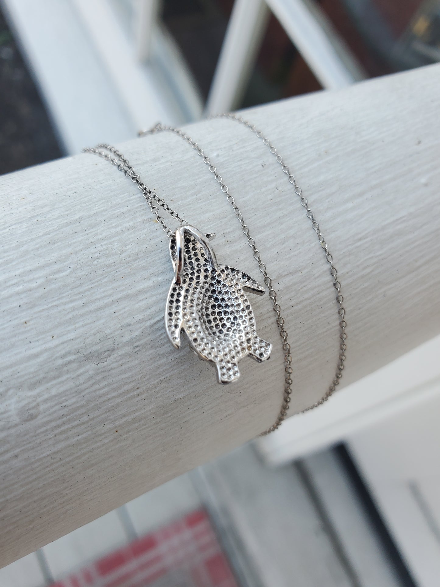 925 Sterling Silver Swarovski Elements Sparklinh Penguin Necklace