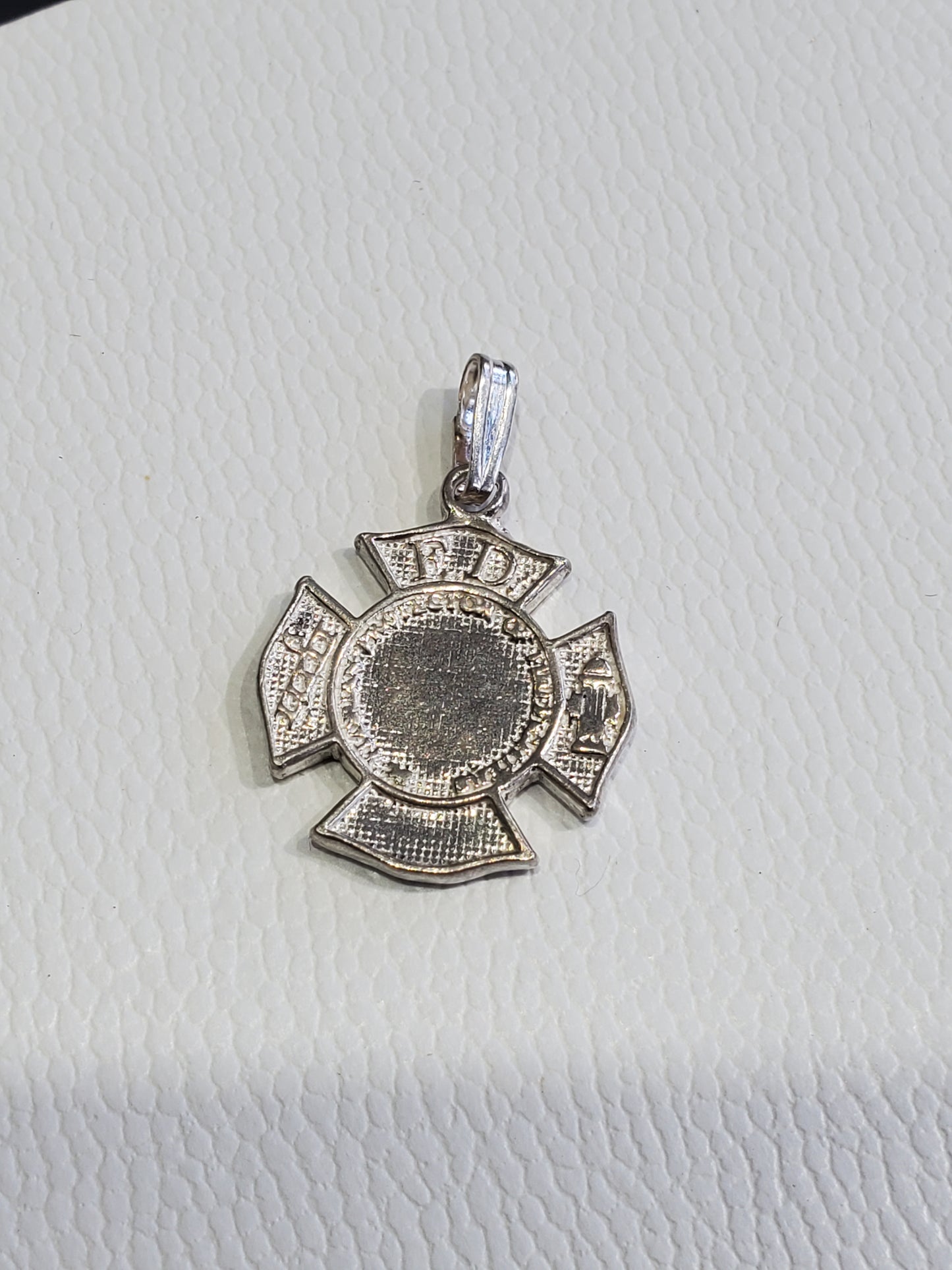 925 Sterling Silver FD Fire Department Maltese Cross Fireman's Charm Pendant