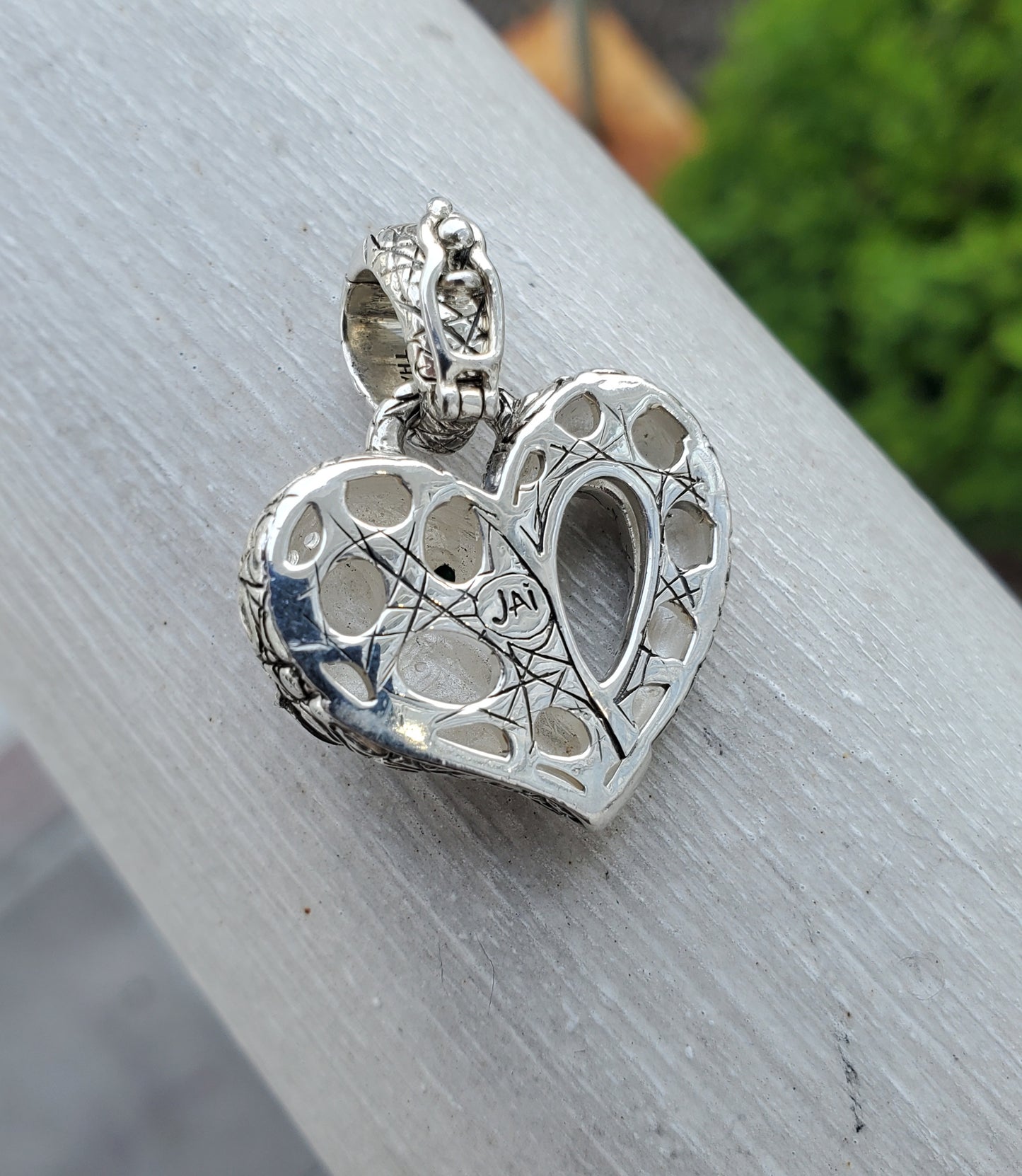 925 Sterling Silver & 14k Gold Designer John Hardy JAI Alligator Crocodile Head Heart Charm Pendant