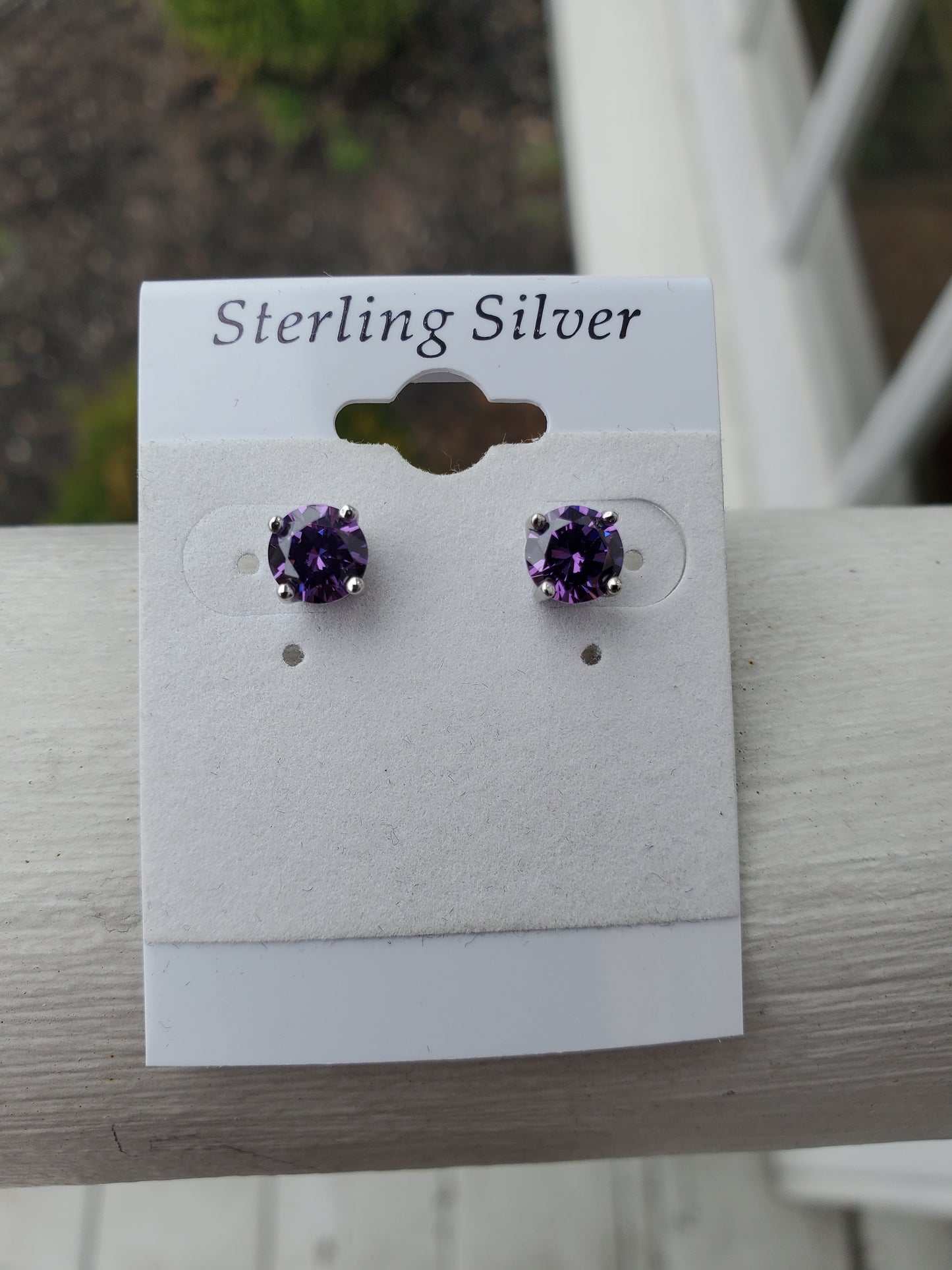 925 Sterling Silver 2.00 tcw 6mm Simulated Amethyst Stud Earrings