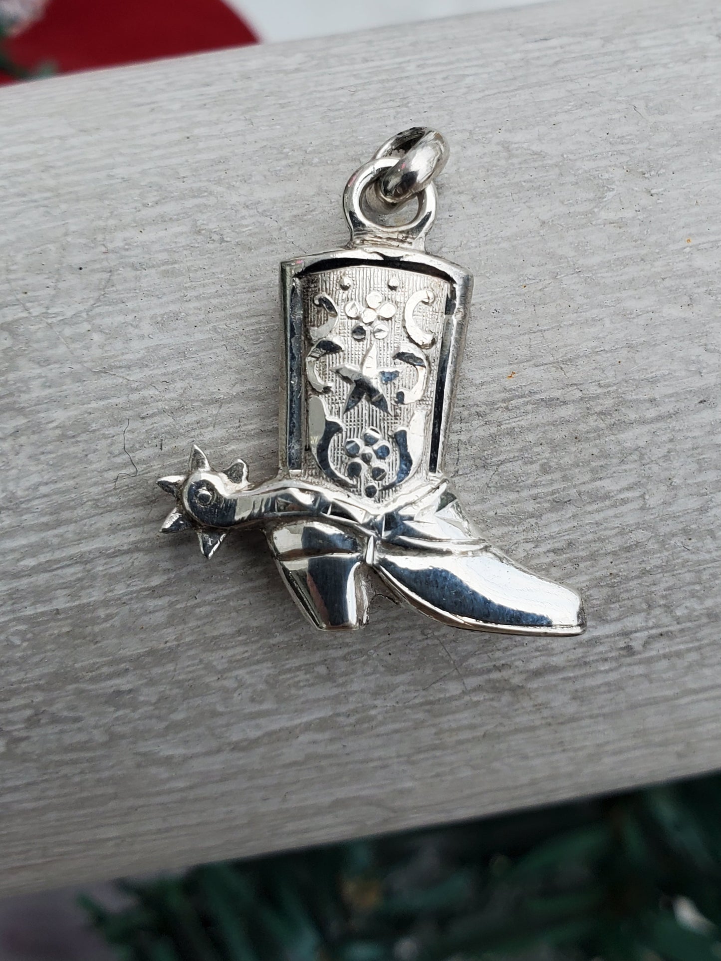 925 Sterling Silver Solid Double-Sided Country Western Cowgirl / Cowboy Boot Pendant Charm
