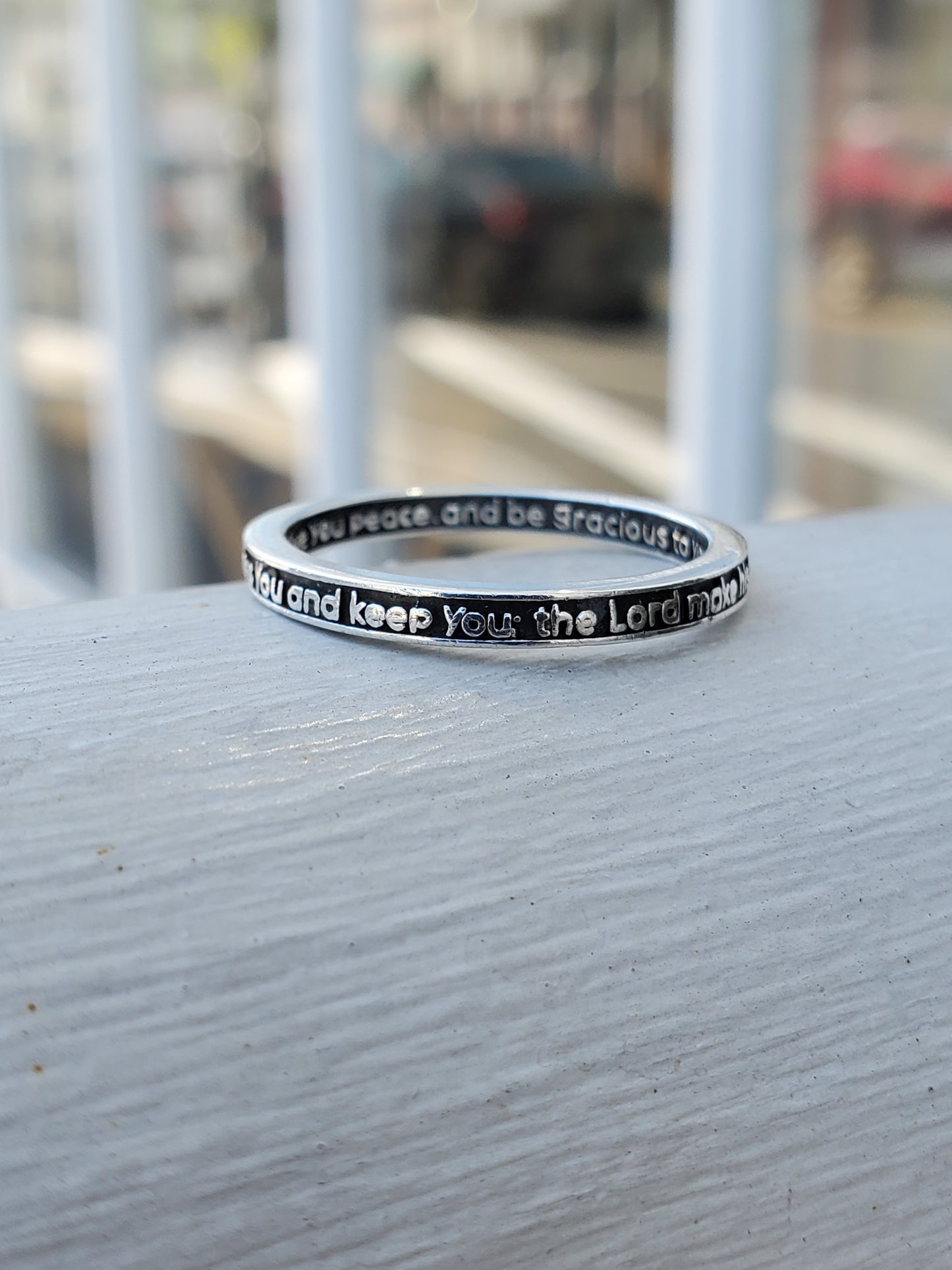925 Sterling Silver Numbers Scripture 6:24-26 Religious Blessing Silver Band Ring