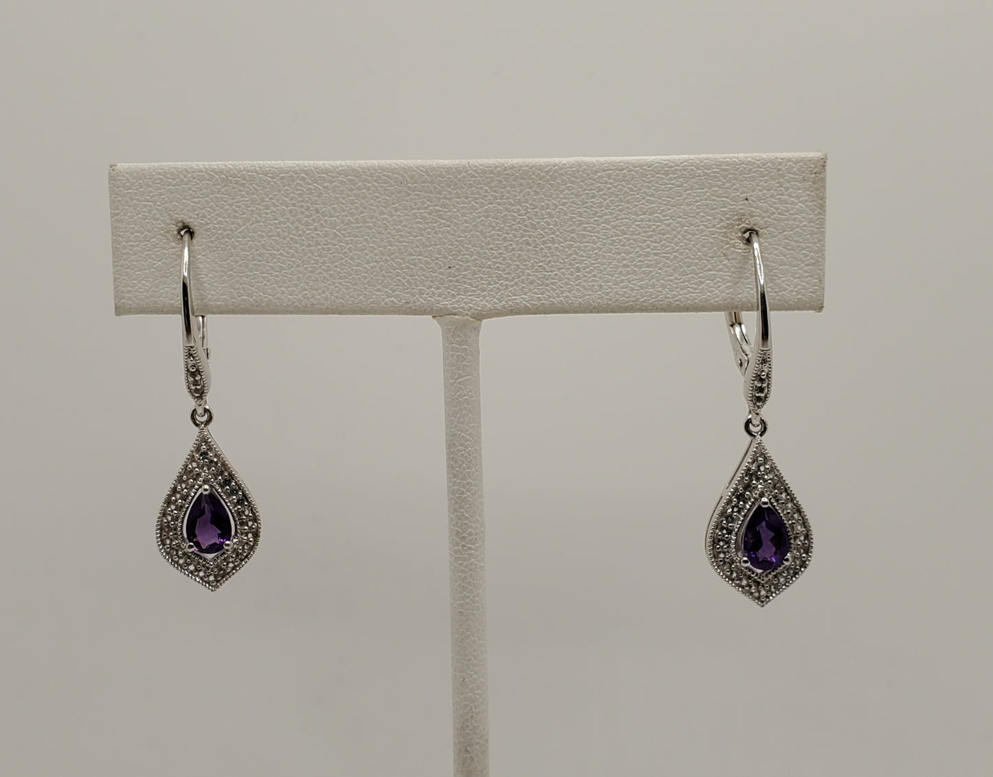 925 Sterling Silver Amethyst Zirconia Chandelier Earrings