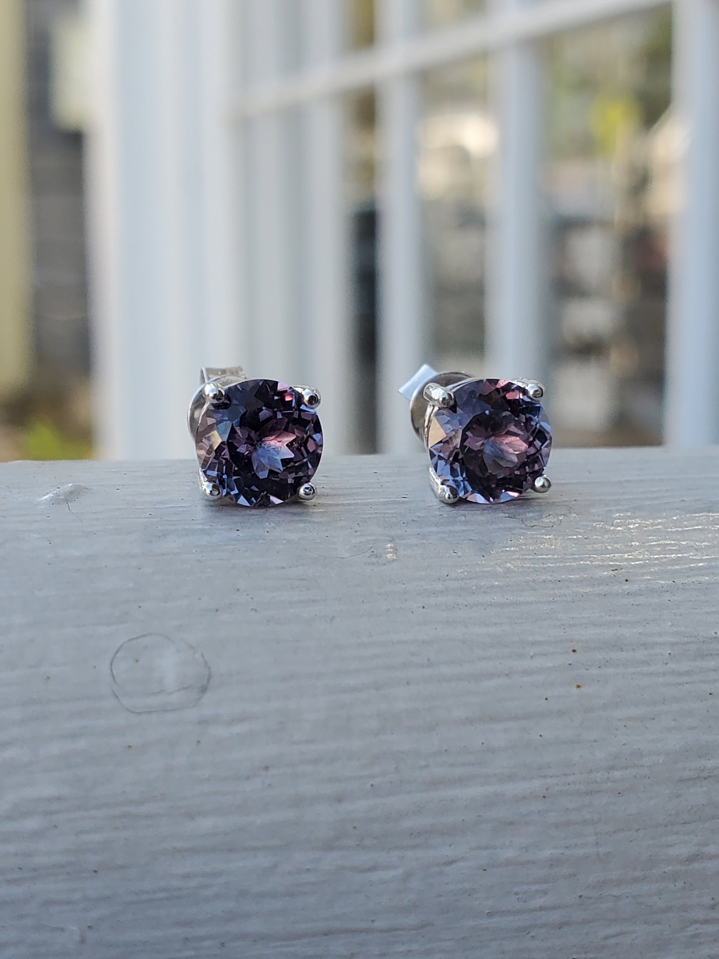 925 Sterling Silver Simulated Alexandrite Stud Earrings