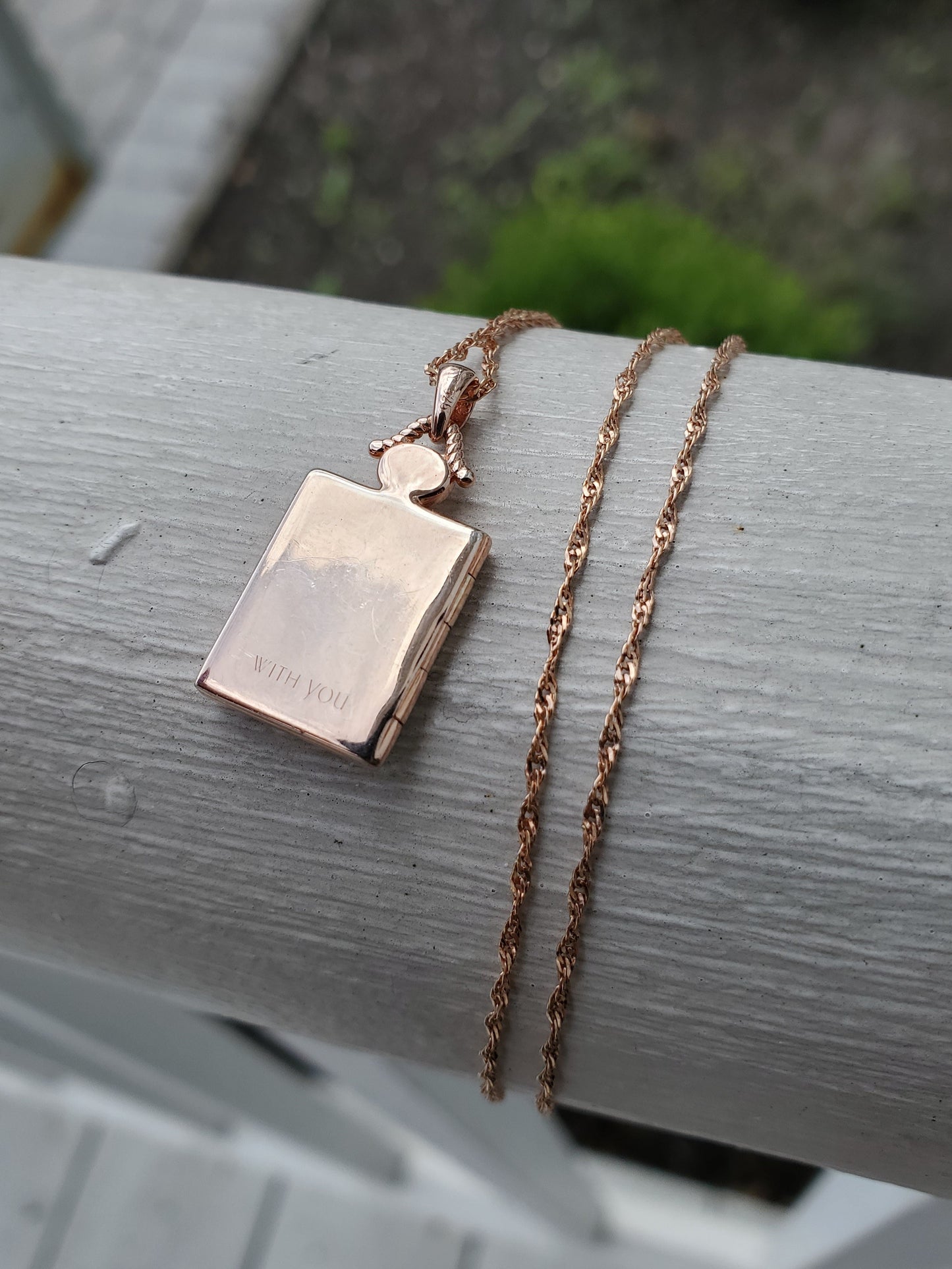 925 Sterling Silver Rose Gold Vermeil Designer WY With You Book Bookish Locket Charm Necklace