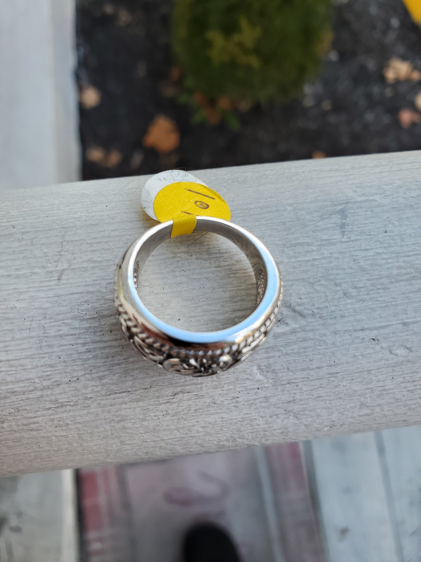 925 Sterling Silver Solid Decorative Wide Tapered Band Ring