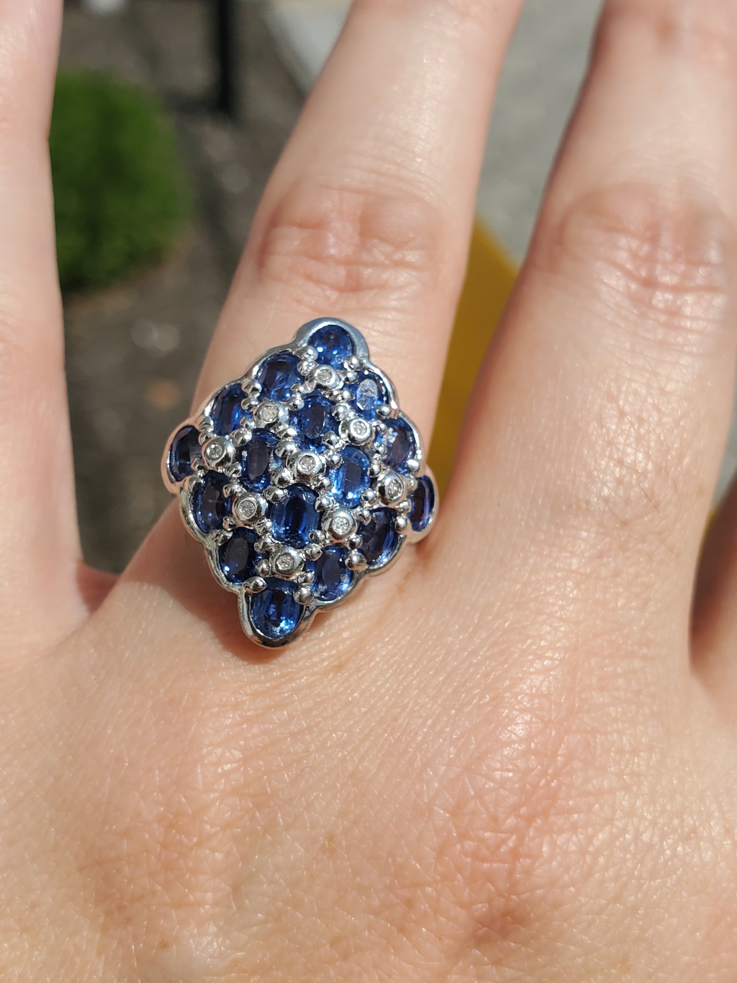 925 Sterling Silver Genuine Tanzanite Ladies Cluster Ring