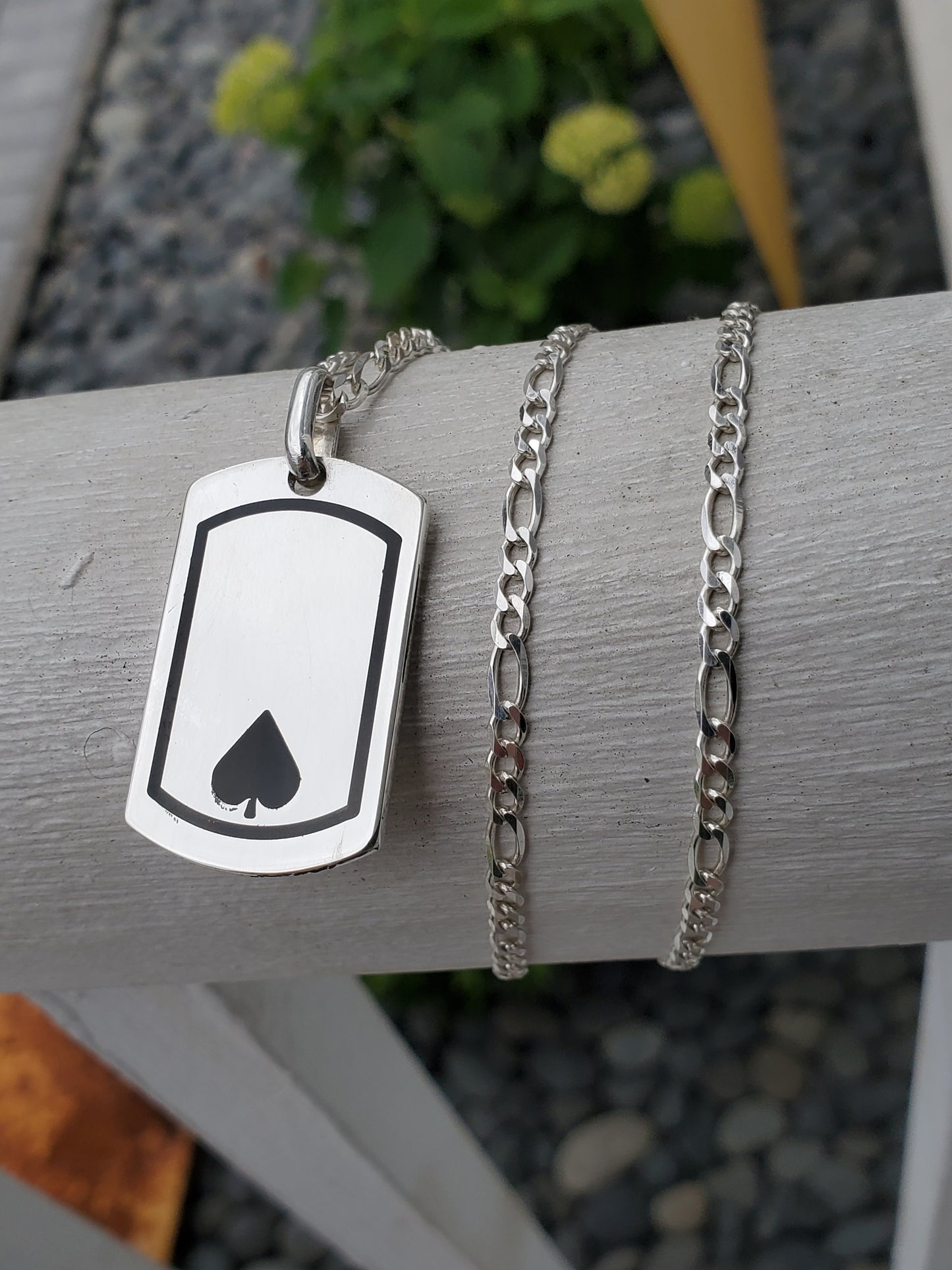 925 Sterling Silver Ace of Spades World Poker Tour Dogtag Pendant Charm Necklace