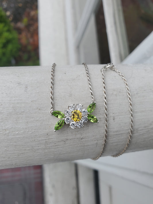 925 Sterling Silver Daisy Flower Rope Chain Necklace