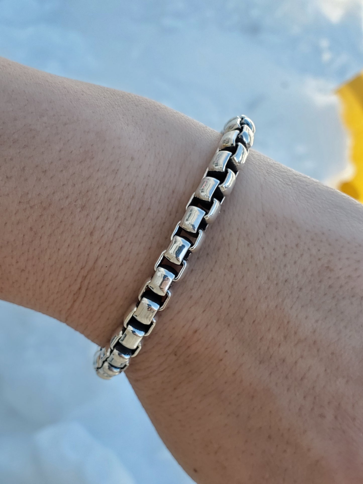 925 Sterling Silver Designer JAI John Hardy 7mm Rounded Box Chain Cable Bracelet