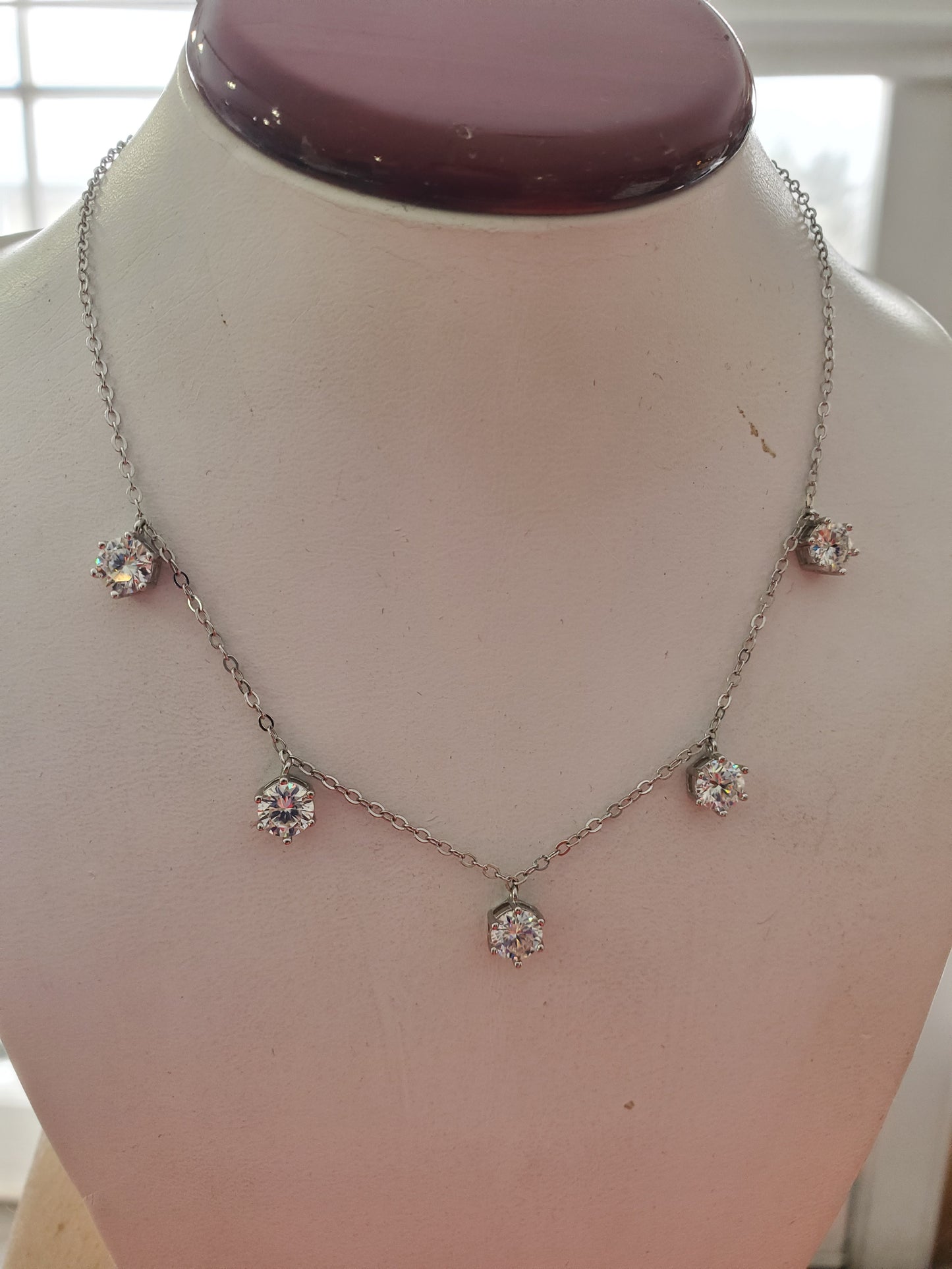 925 Sterling Silver 2.50 tcw Moissanite Stationed Diamond Necklace