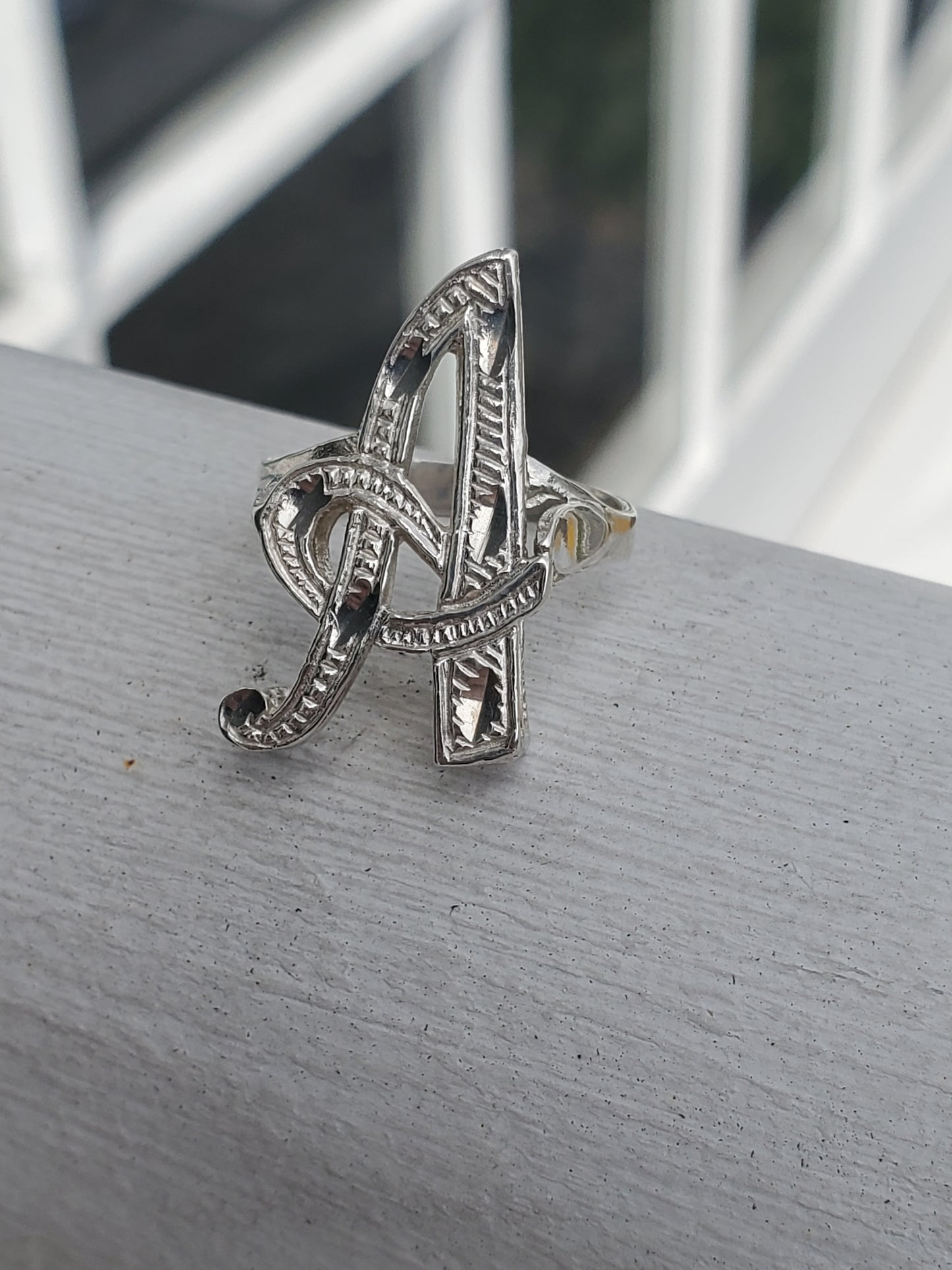 Sterling Silver Vintage Double Plated A Initial Ring sz:8