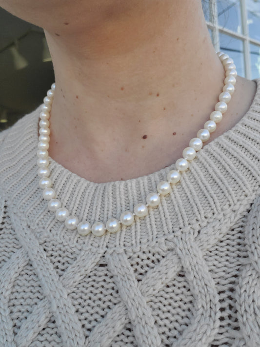 14k Gold 7mm Fresh Water Pearl Beaded Necklace