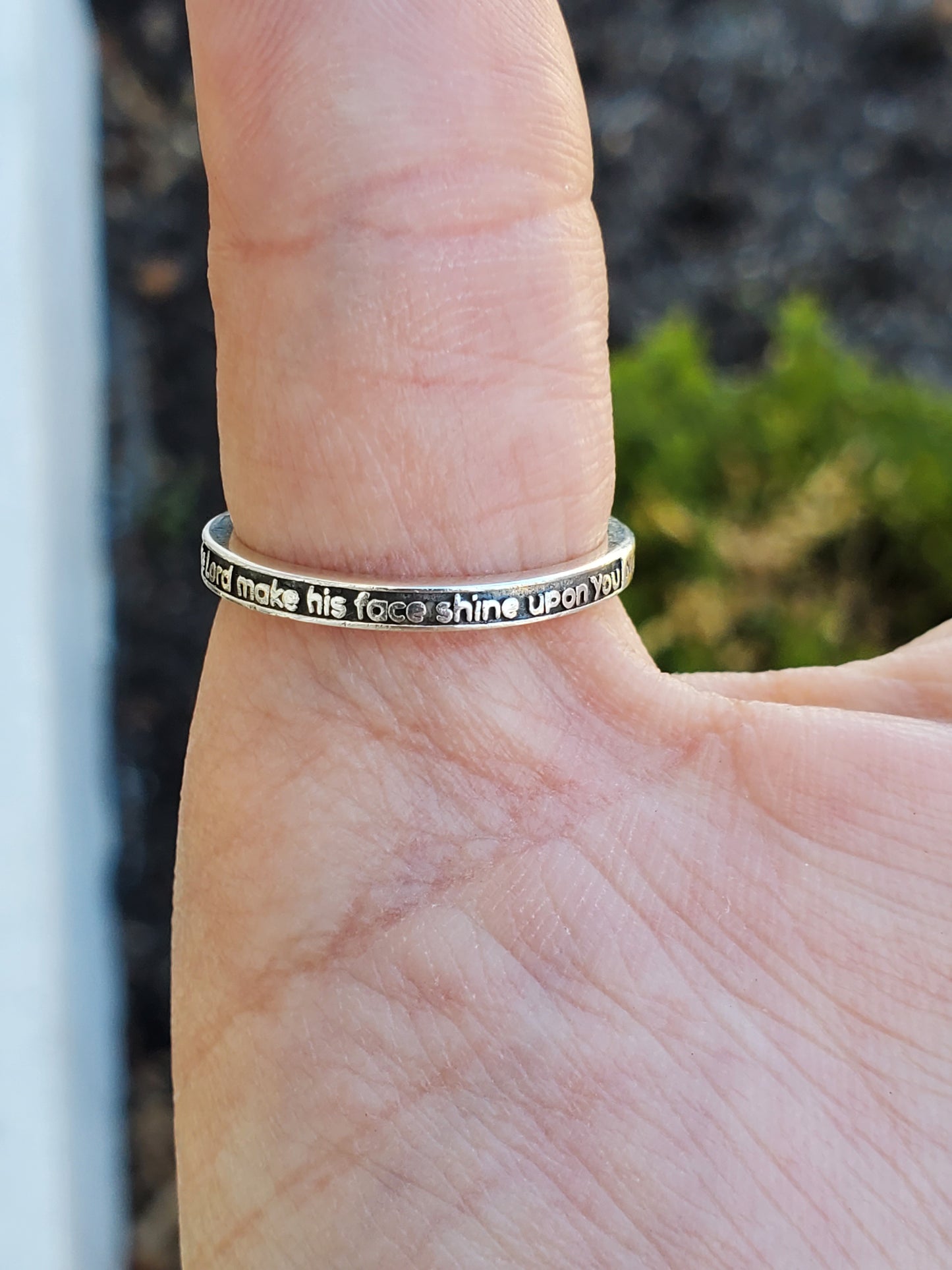 925 Sterling Silver Numbers Scripture 6:24-26 Religious Blessing Silver Band Ring