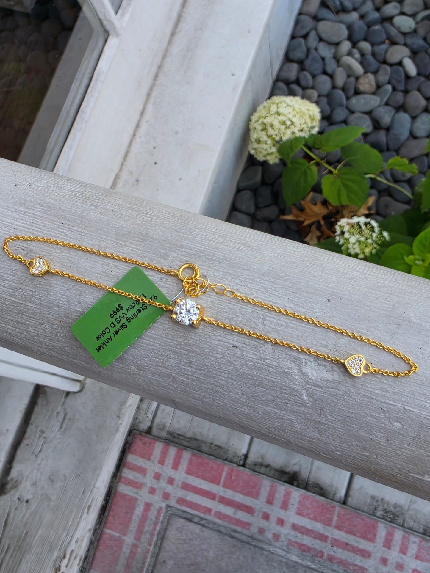 925 Sterling Silver 18k Gold Vermeil Moissanite Diamond Anklet